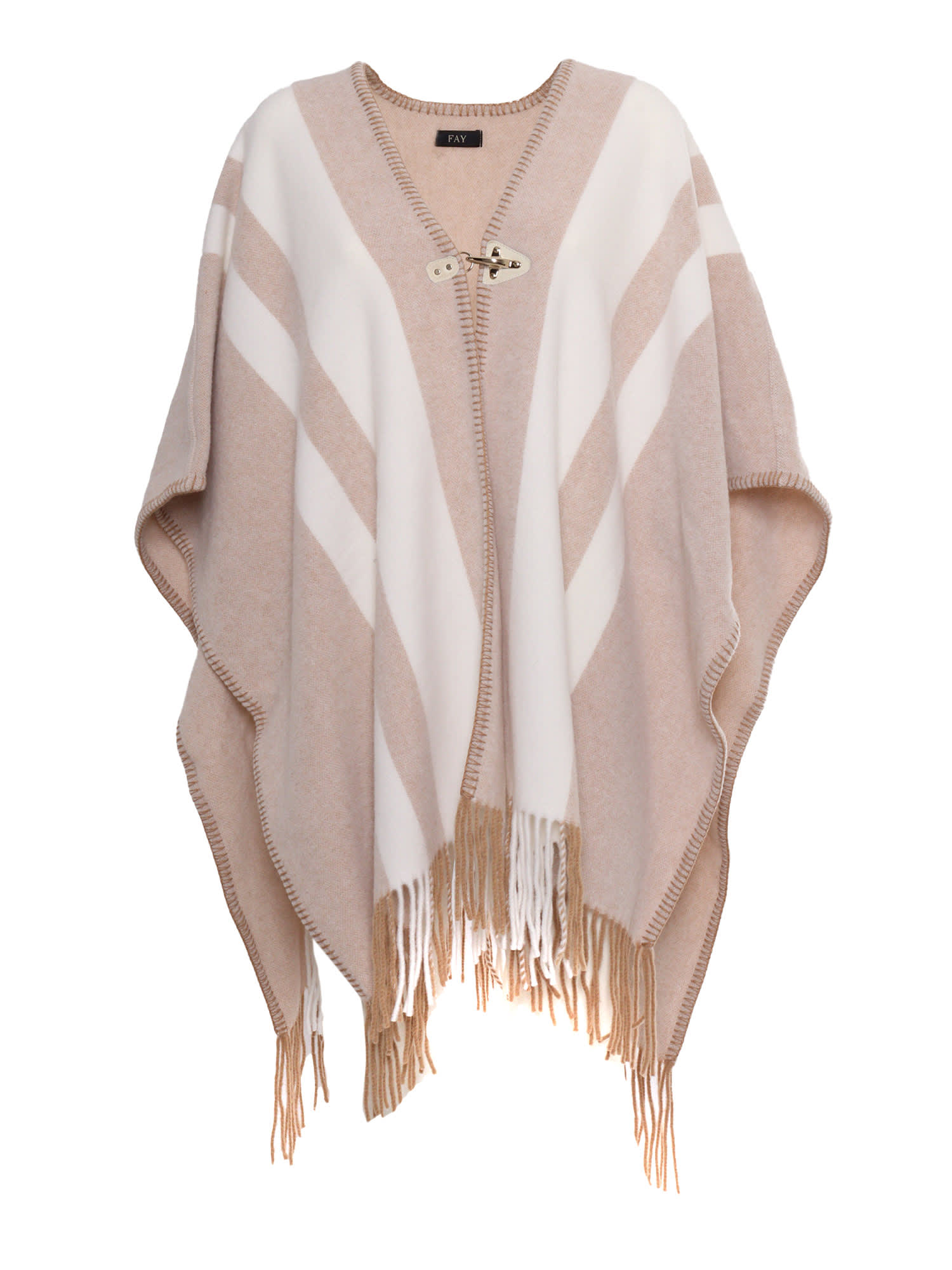 Two-tone Poncho With Hook