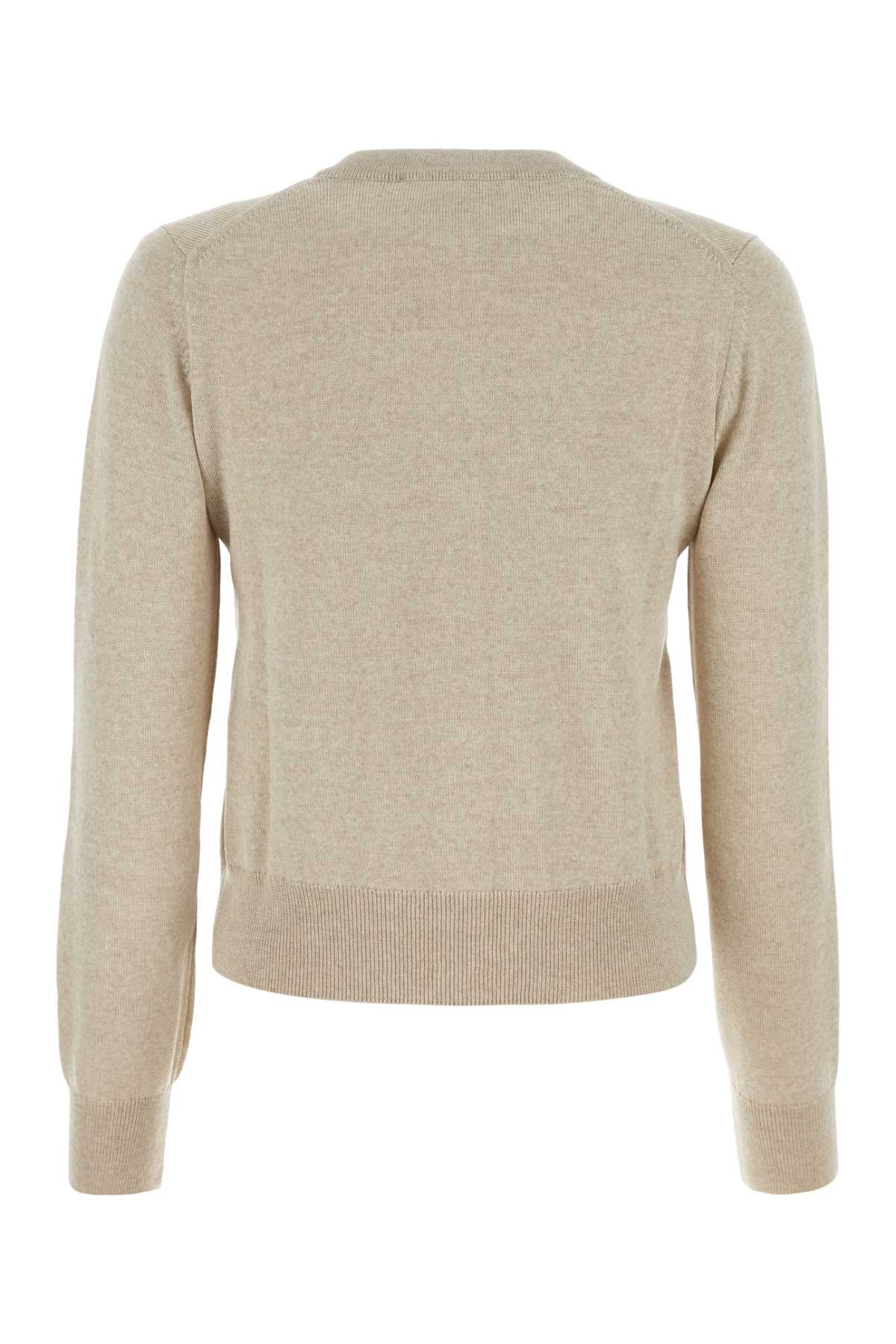 Shop Maison Kitsuné Melange Beige Wool Cardigan In Lightbeigemelange