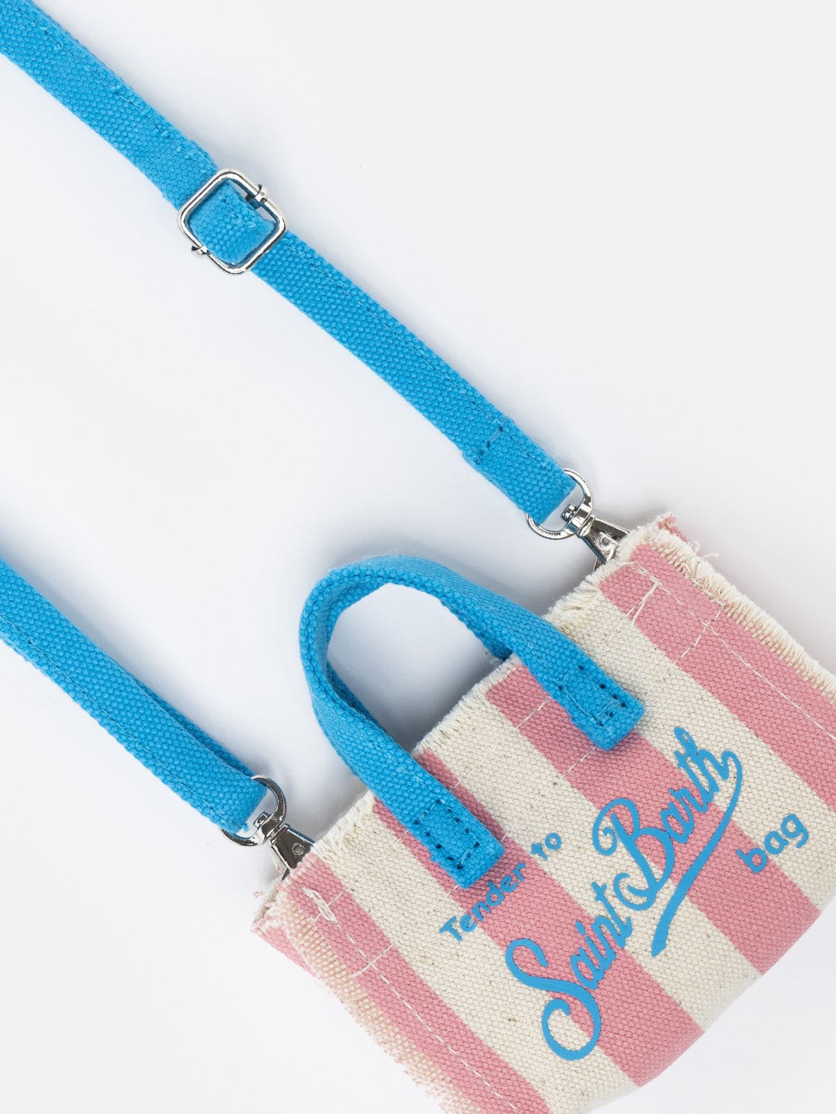 Mc2 Saint Barth Pink Striped Cotton Canvas Key Holder In Pink
