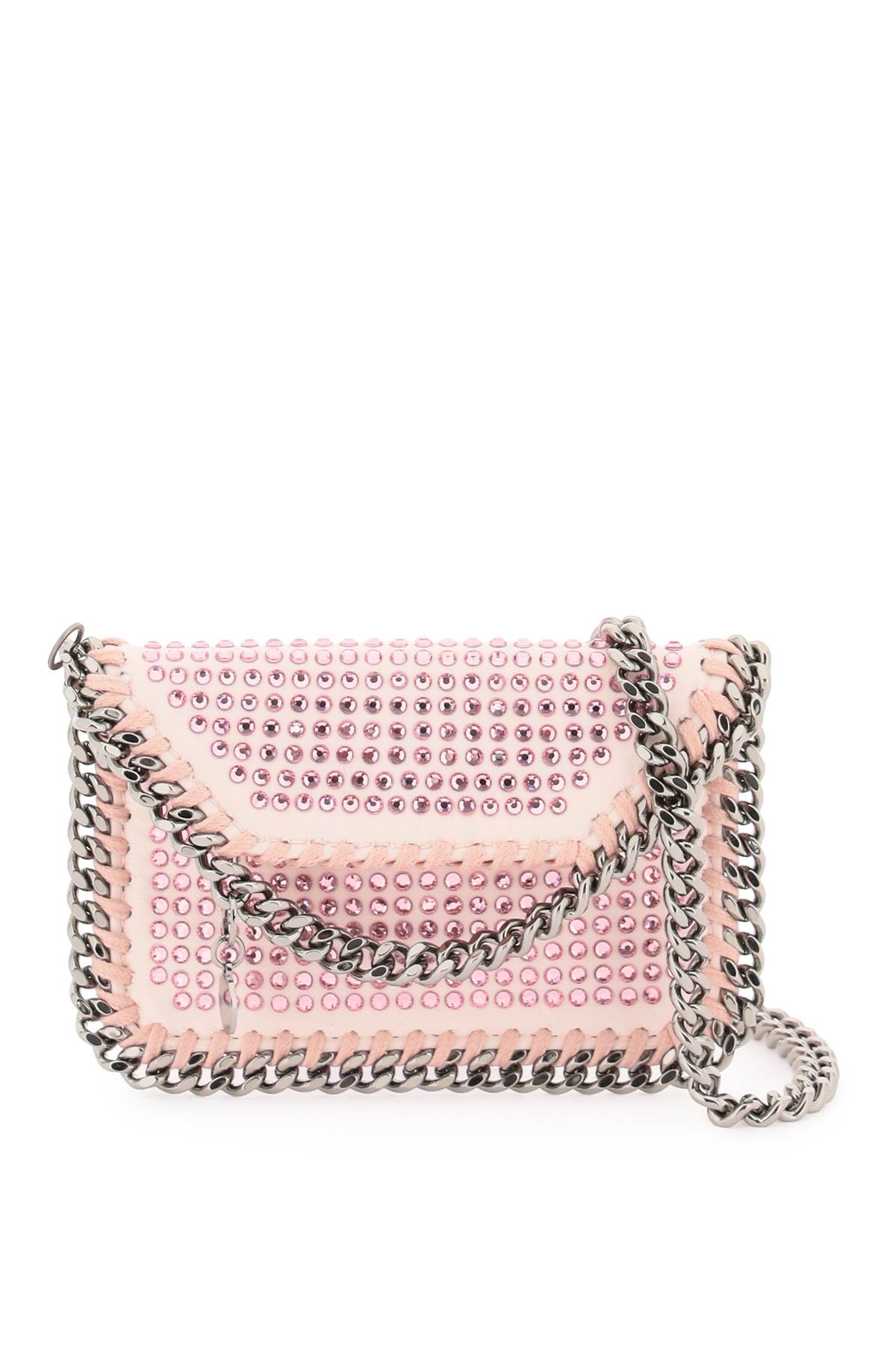 Stella Mccartney Falabella Cardholder With Crystals In Rose (silver)