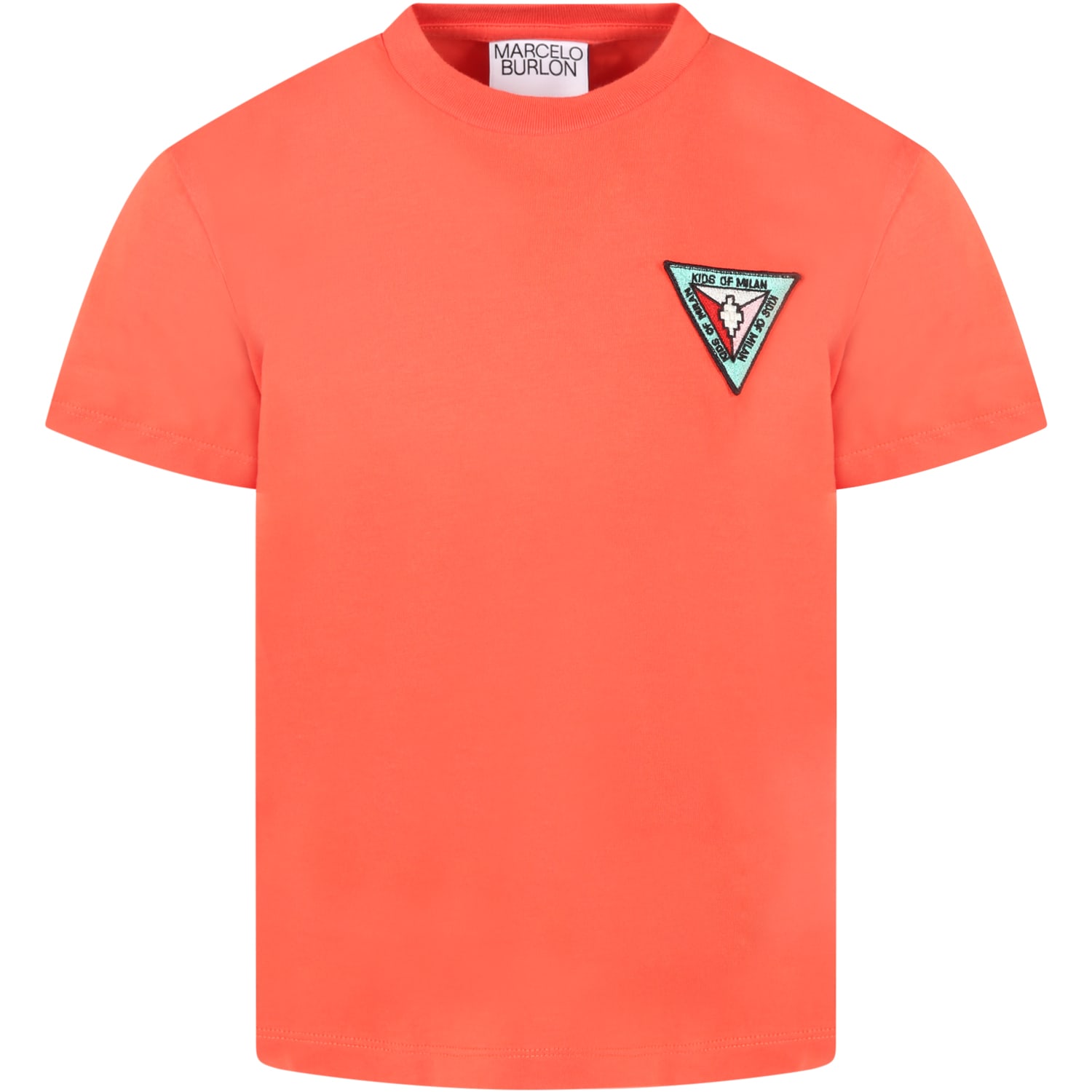 Marcelo Burlon Red T-shirt For Kids With Patch Logo