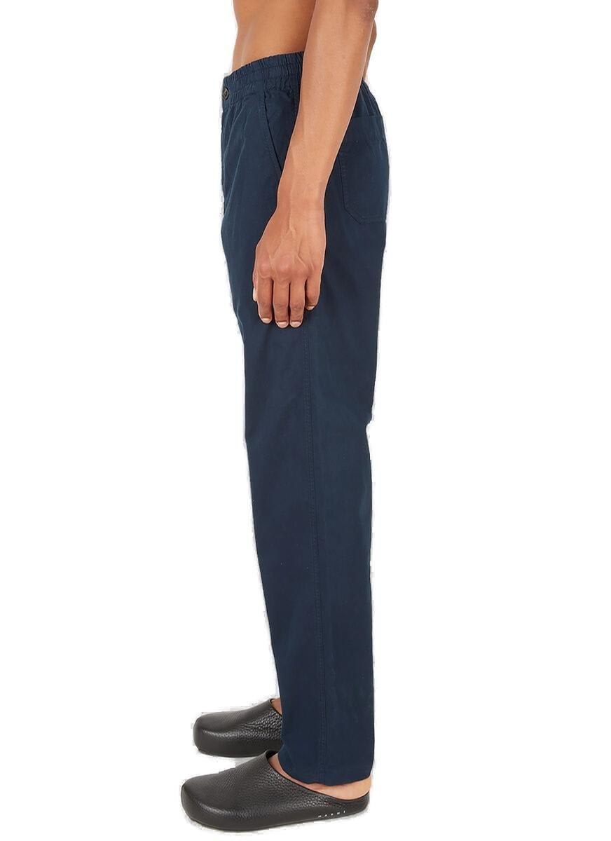 Shop Apc Elasticated Waistband Straight-leg Trousers In Iak Dark Navy