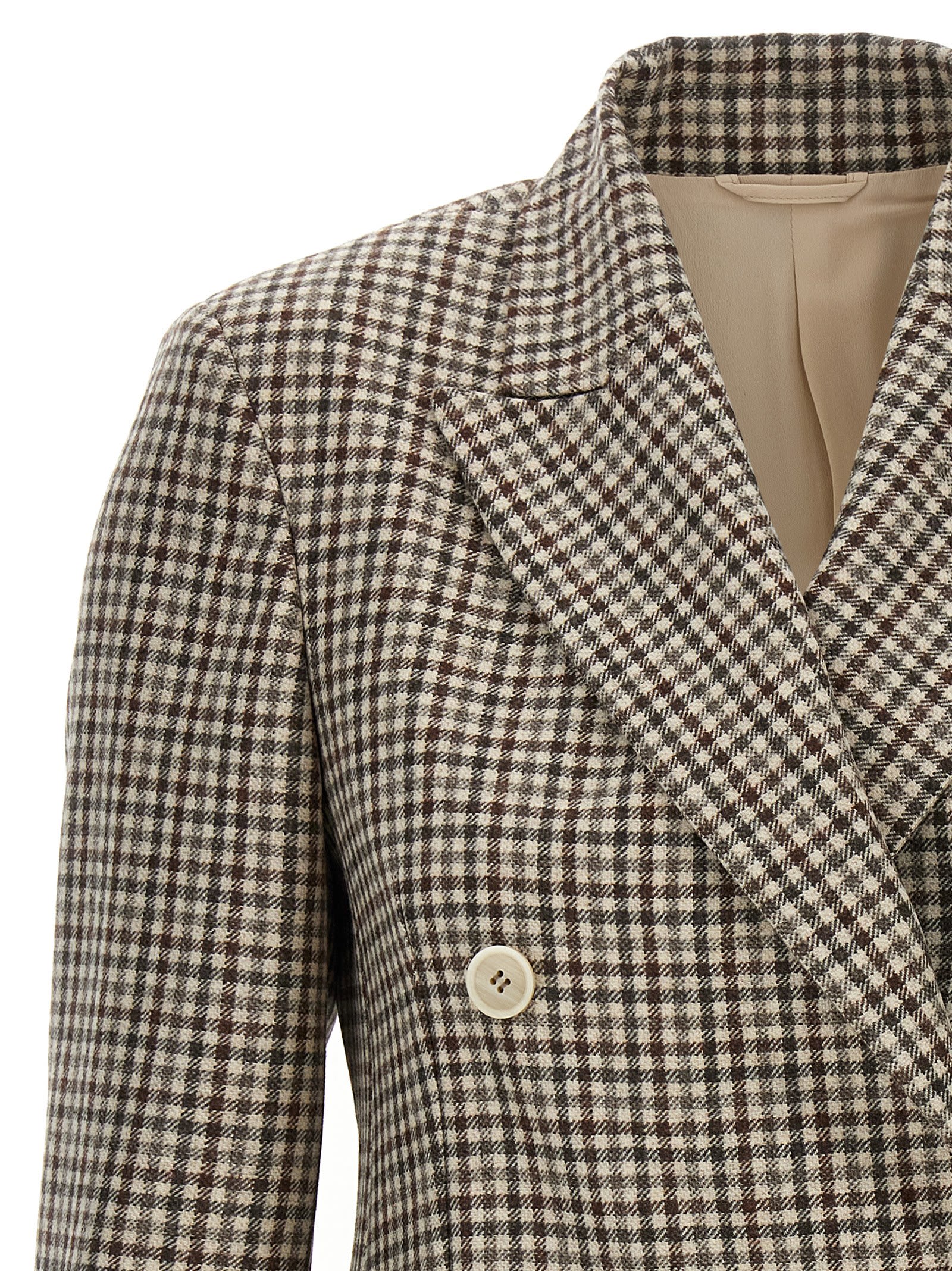 Brunello Cucinelli Women Blazer Check Monile In Brown