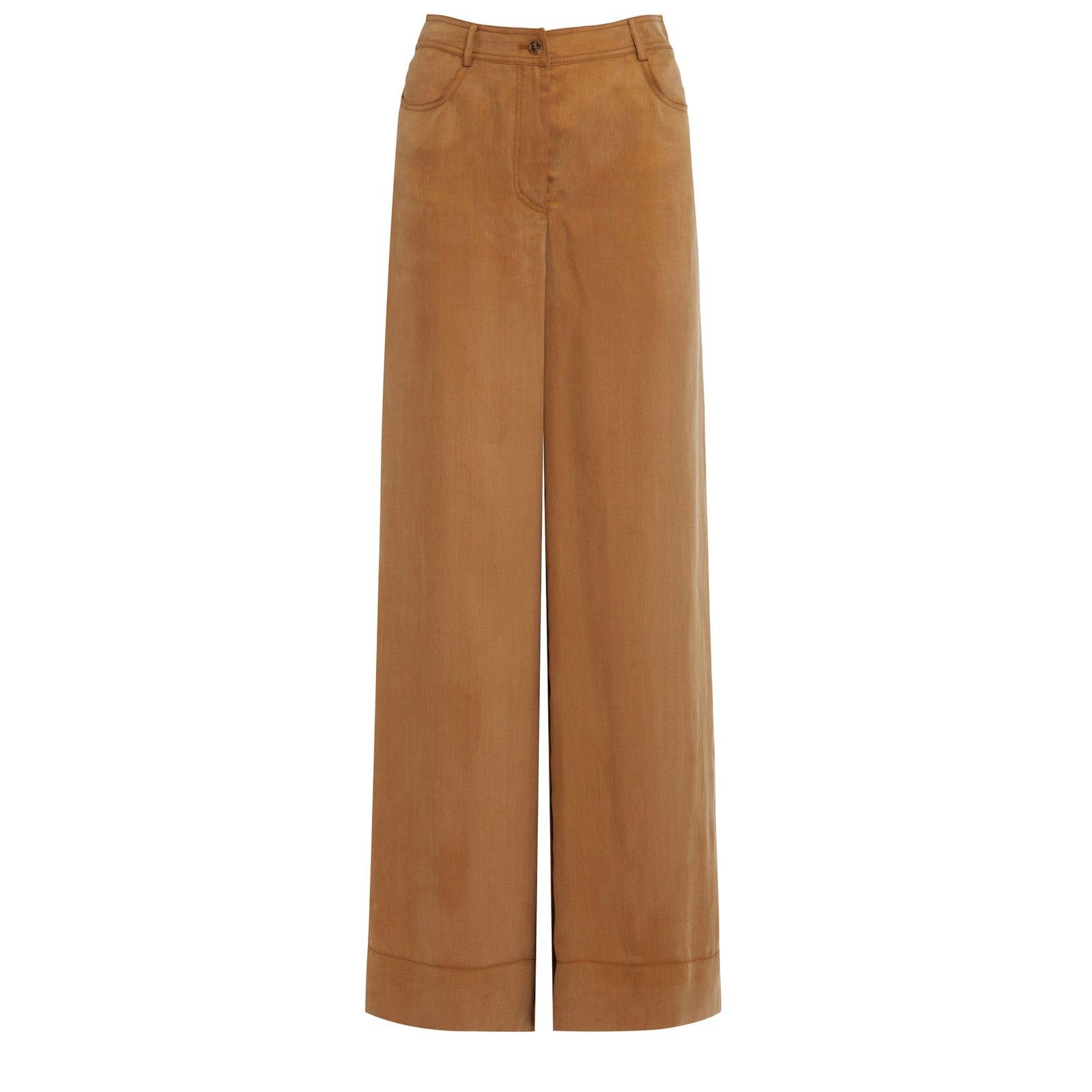 Shop Alberta Ferretti Straight Buttoned Trousers In Brown