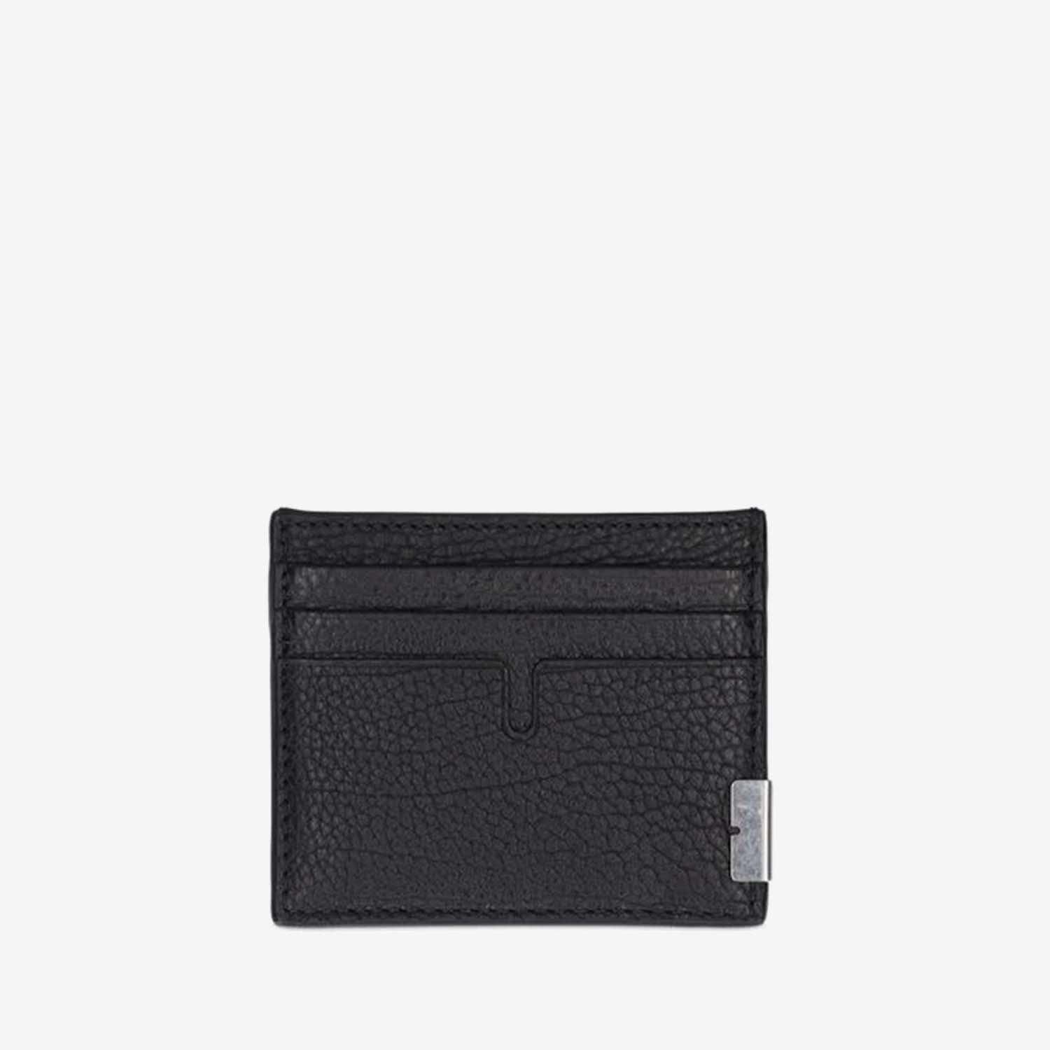 Burberry Leather Card Holder With Logo In Black