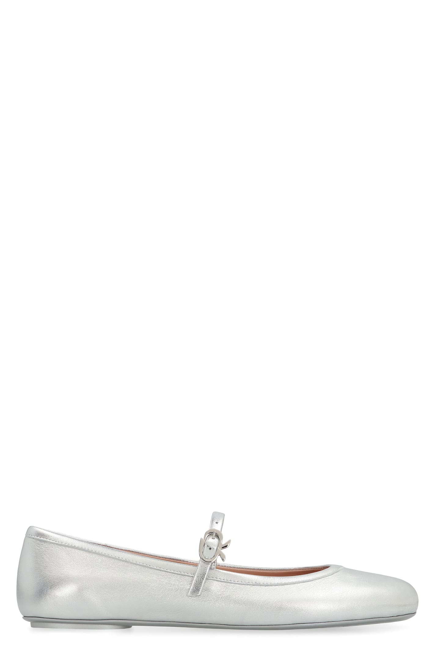 Gianvito Rossi Carla Metallic Leather Mary Jane Flats