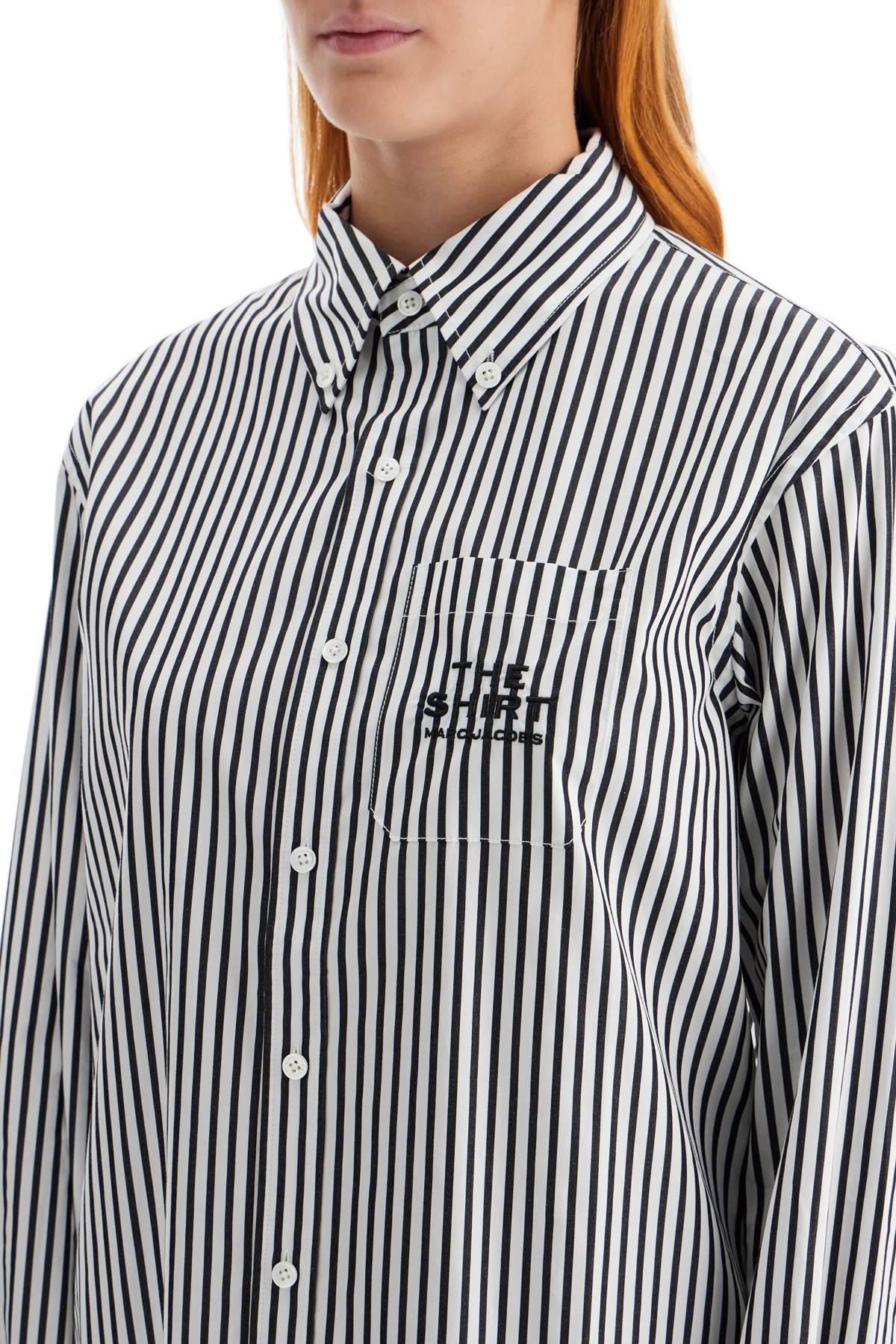 Shop Marc Jacobs Camicia The Striped Shirt In Black/white (white)