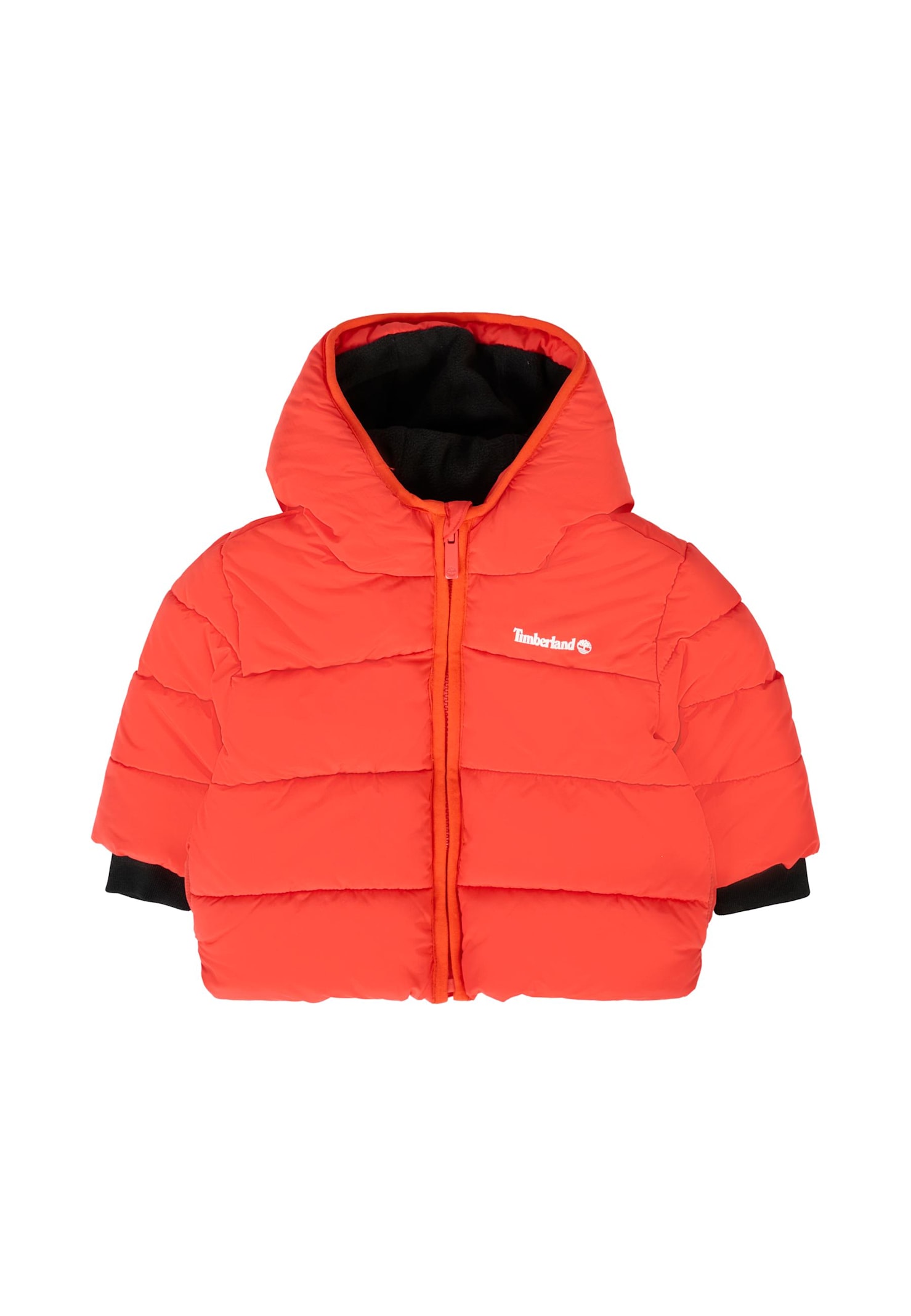 Timberland Red Down Jacket For Baby Boy With Logo In Red