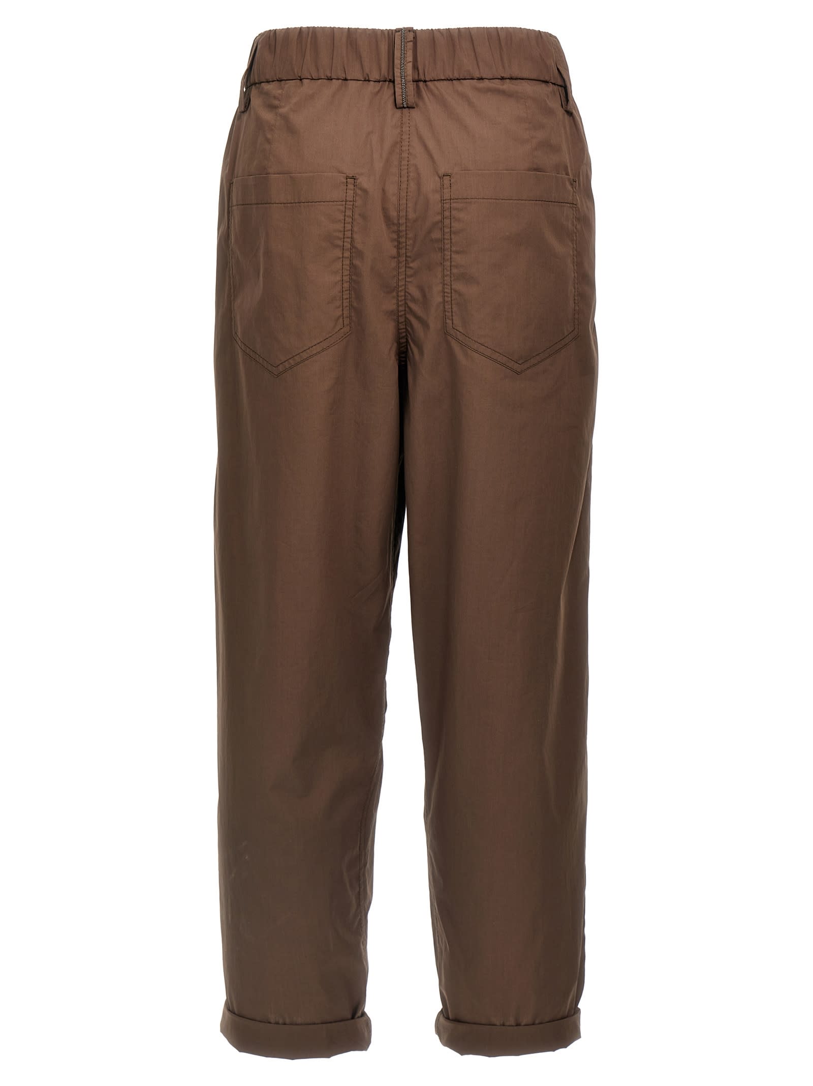 Brunello Cucinelli Brown Monile Pants In Chocolate Brown