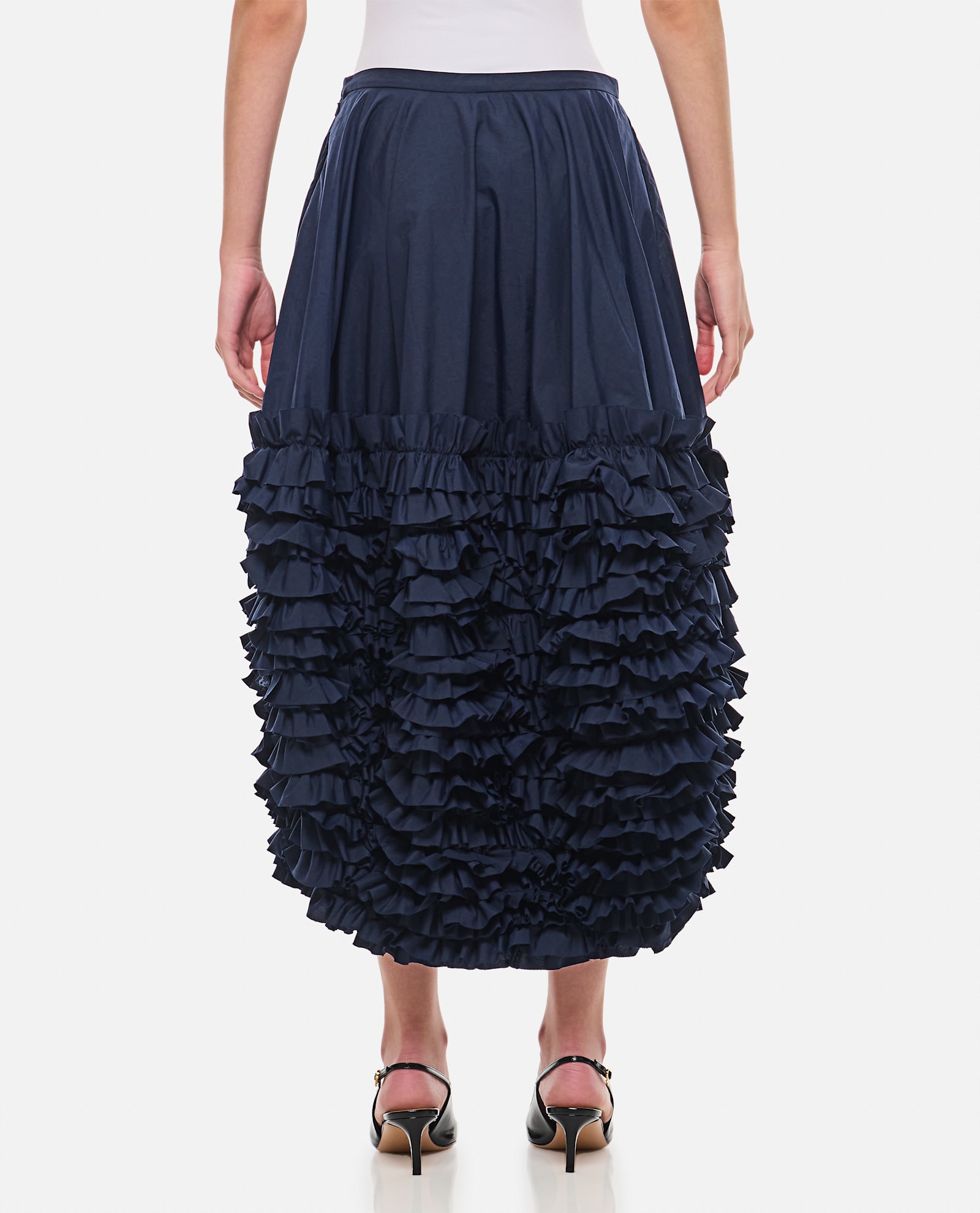 Shop Molly Goddard Isla Taffeta Ruffle Skirt In Blue