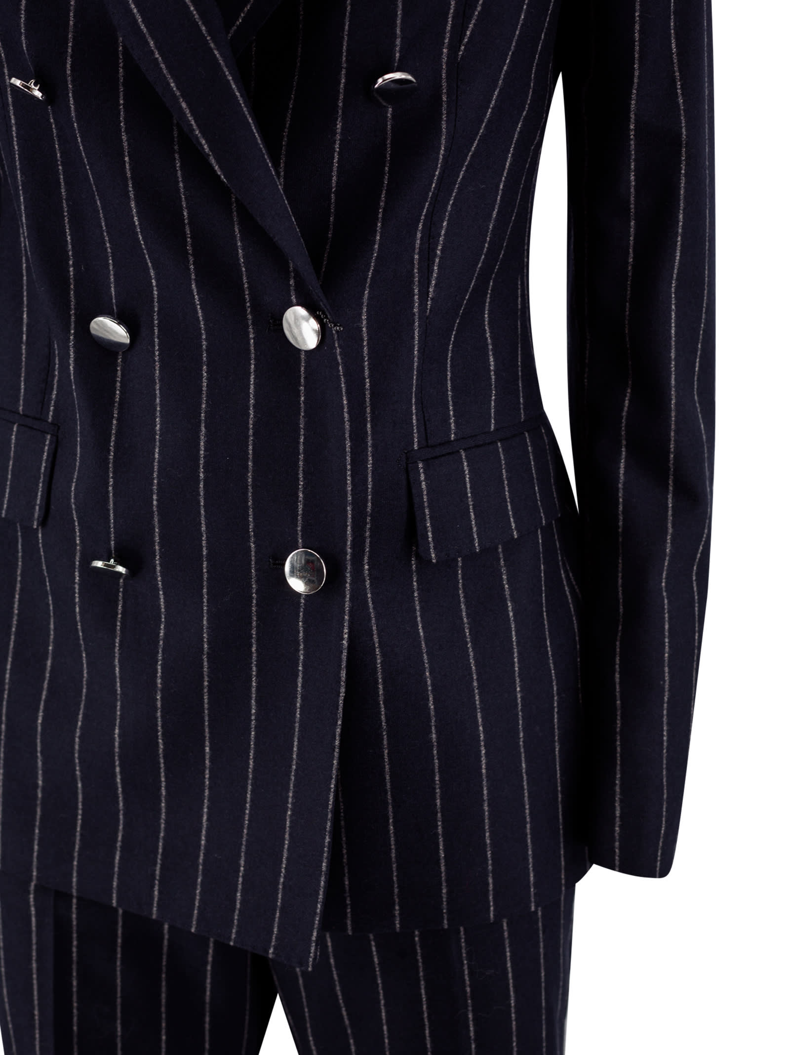 Shop Tagliatore Pinstriped Double-breasted Suit In Gessato