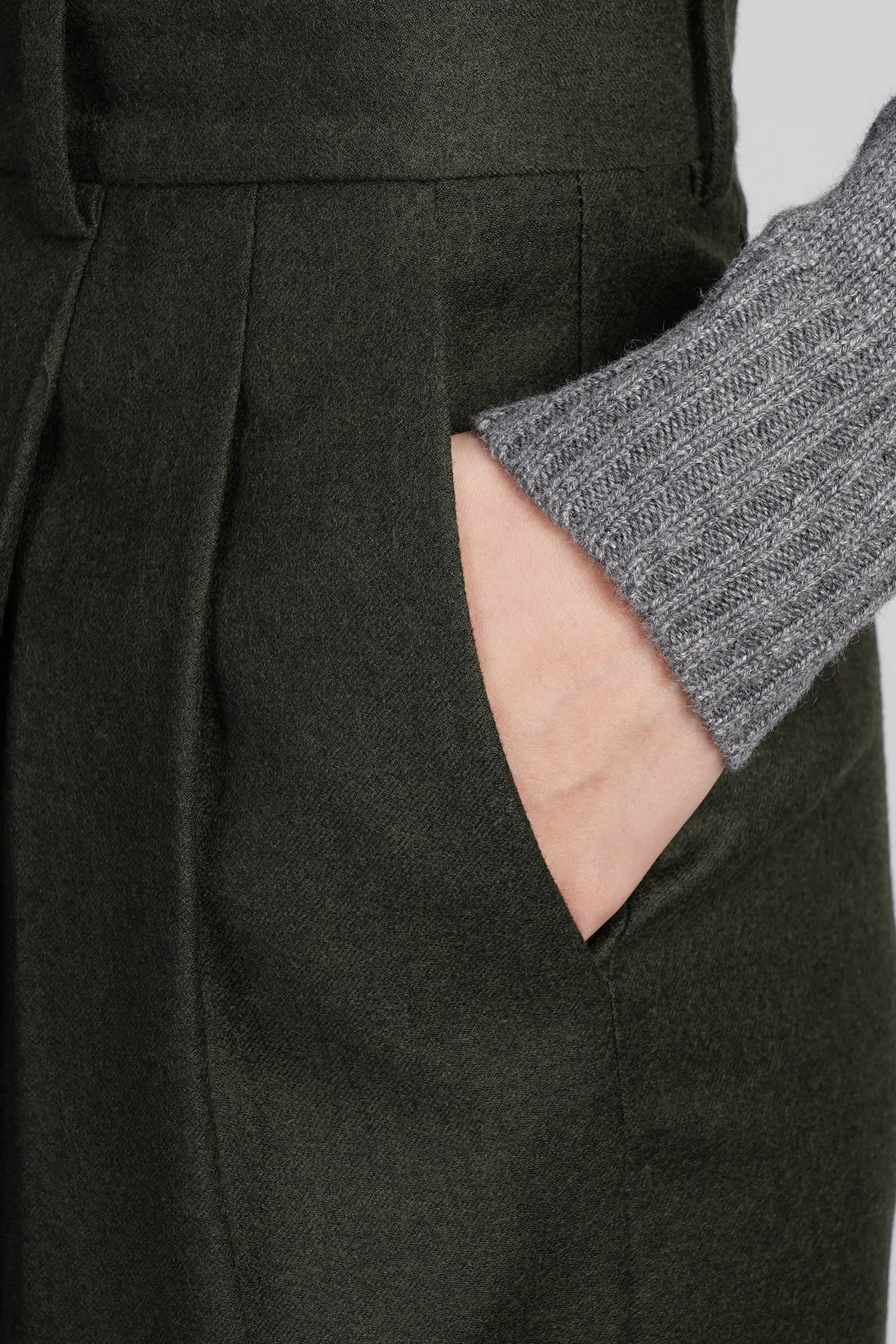 Shop Theory Pants In Green Wool