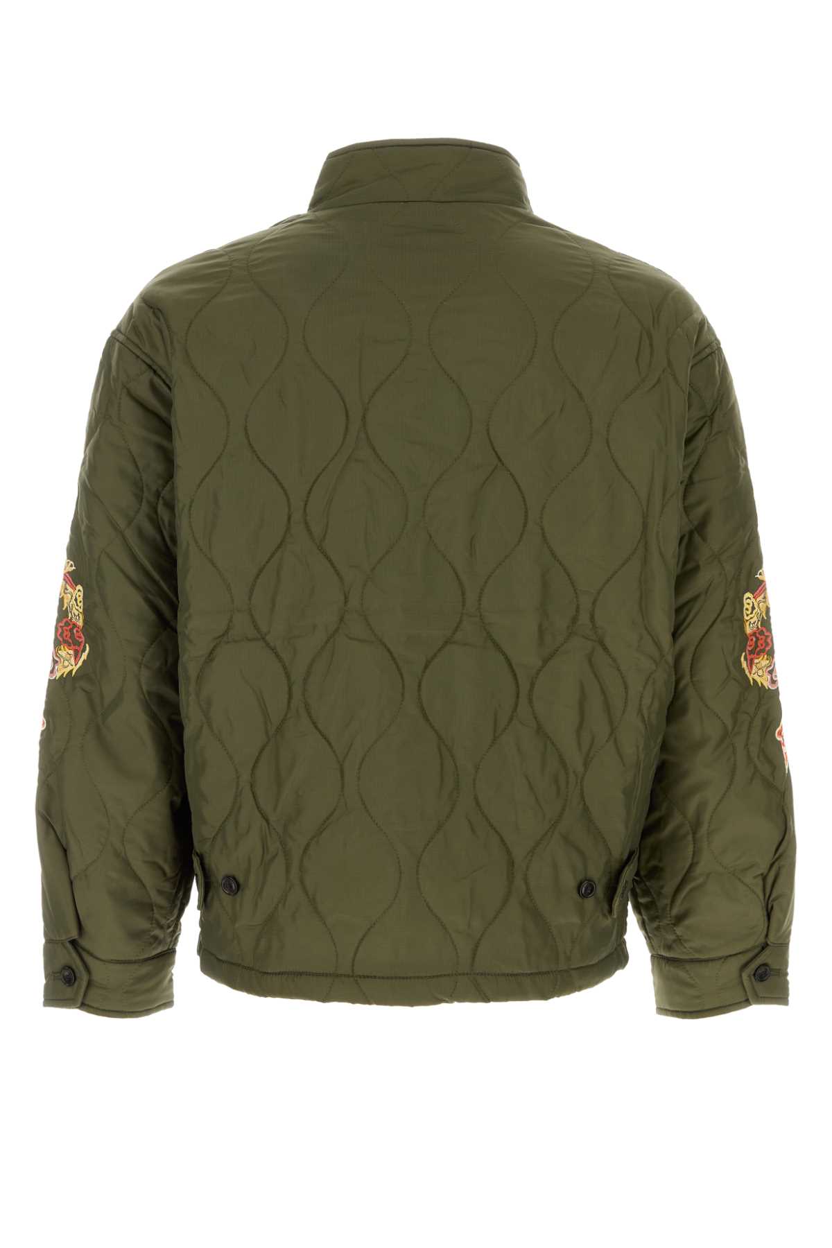 Baracuta Jacket Quilted Nylon Contrasting Embroideries In Green