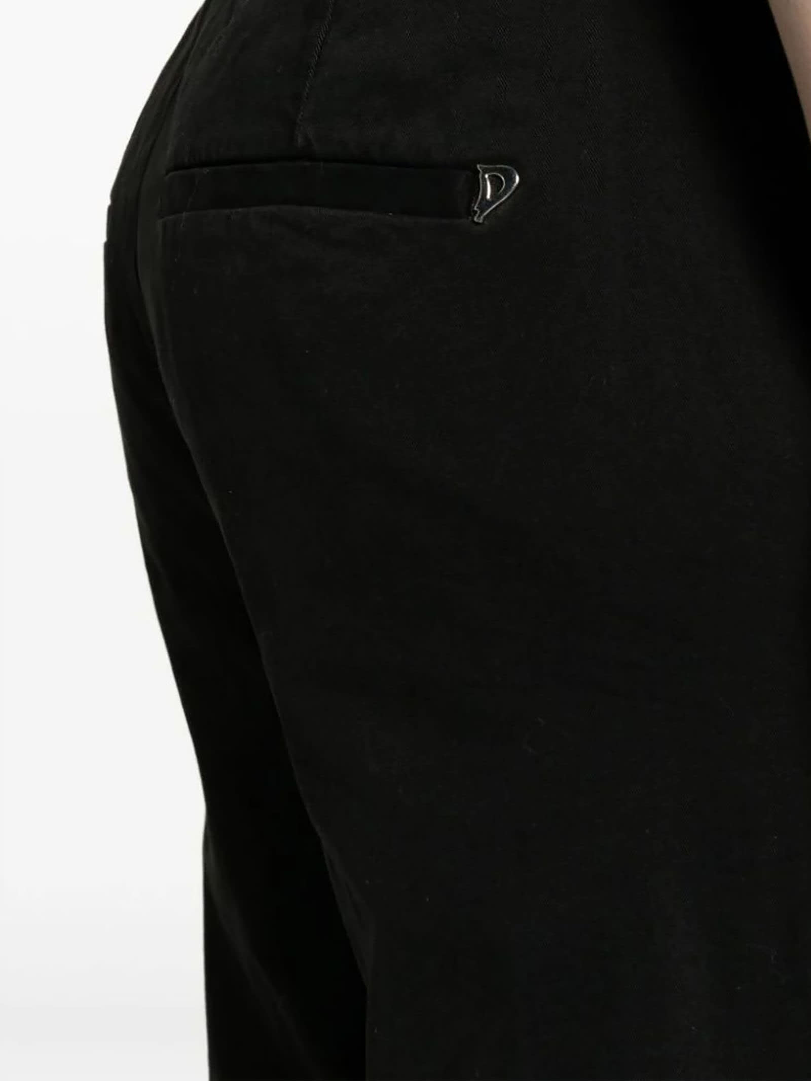 DONDUP BLACK COTTON TROUSERS 