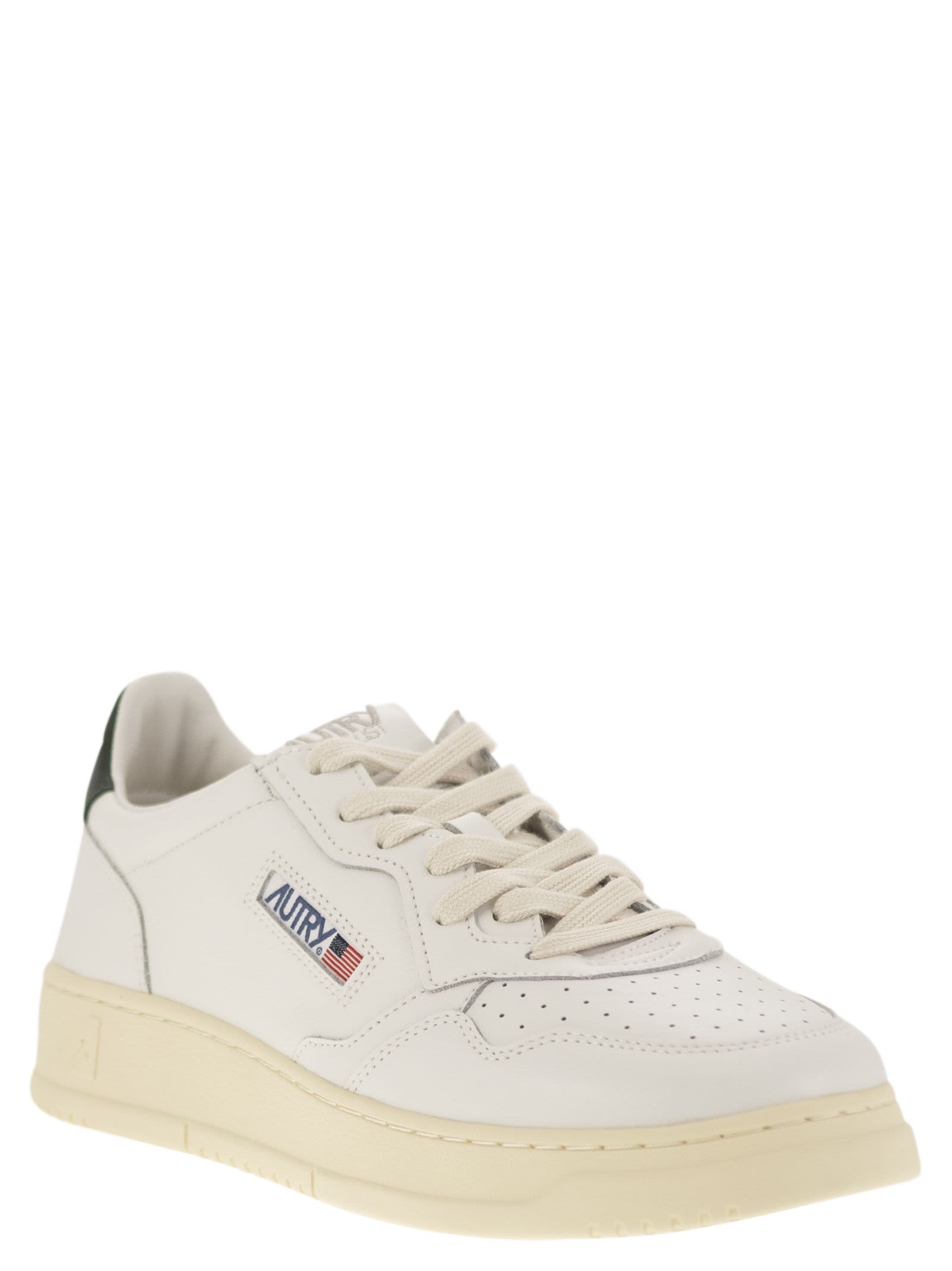 Shop Autry Medalist Low - Leather Sneakers In White/green