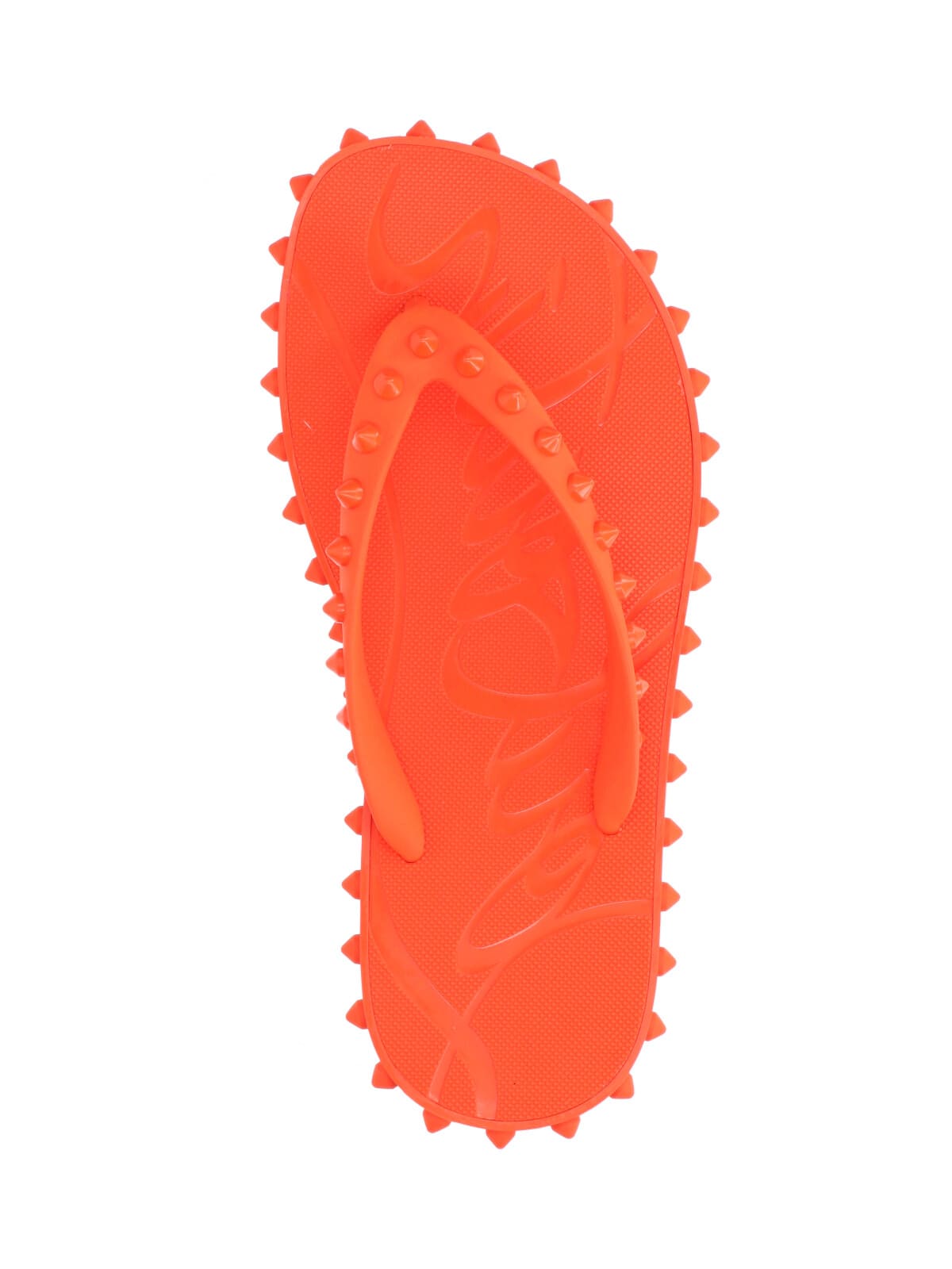 Christian Louboutin Loubi Donna Spike Red Sole Flip Flops In Orange