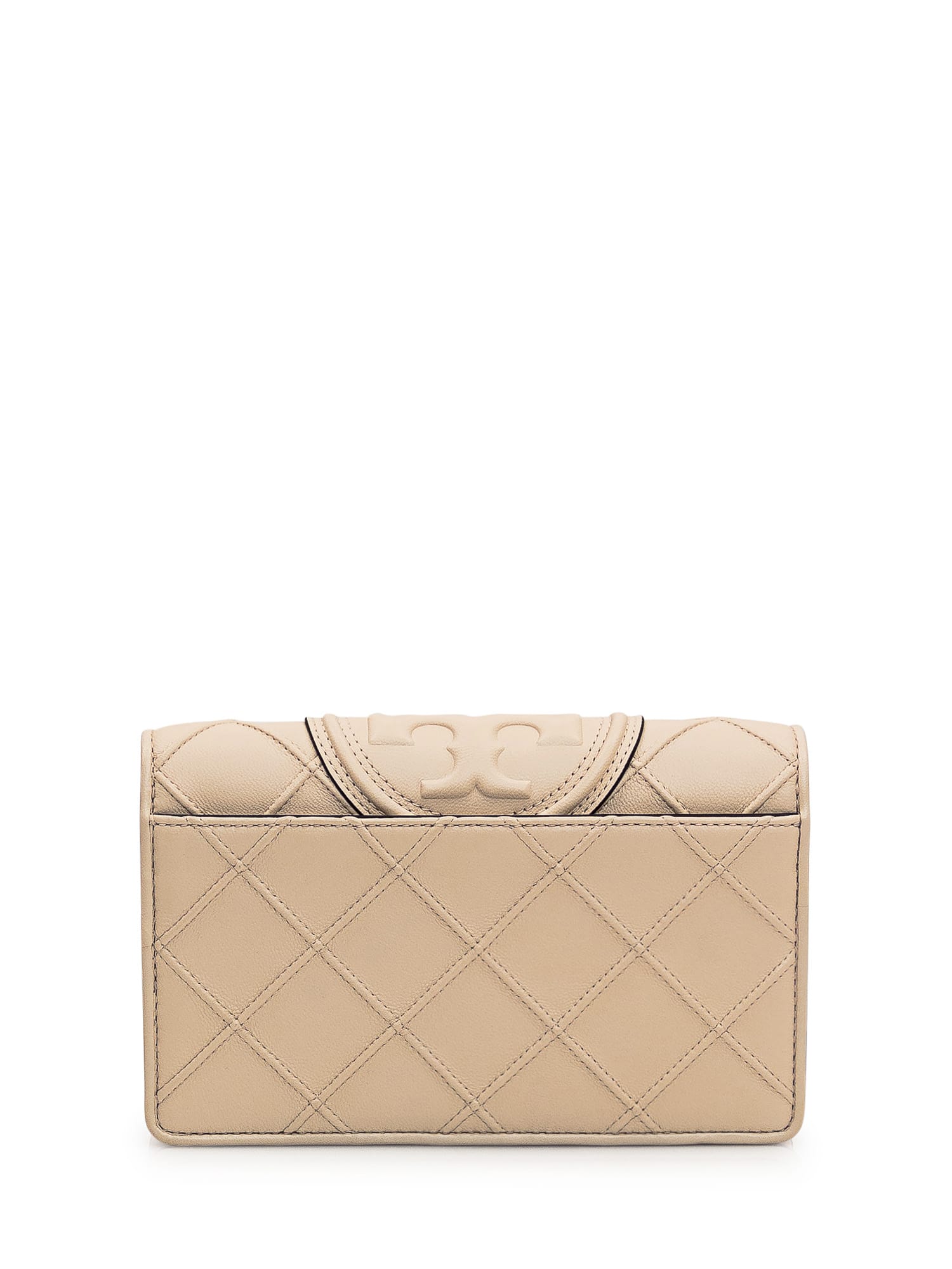 Shop Tory Burch Fleming Wallet In New Cream