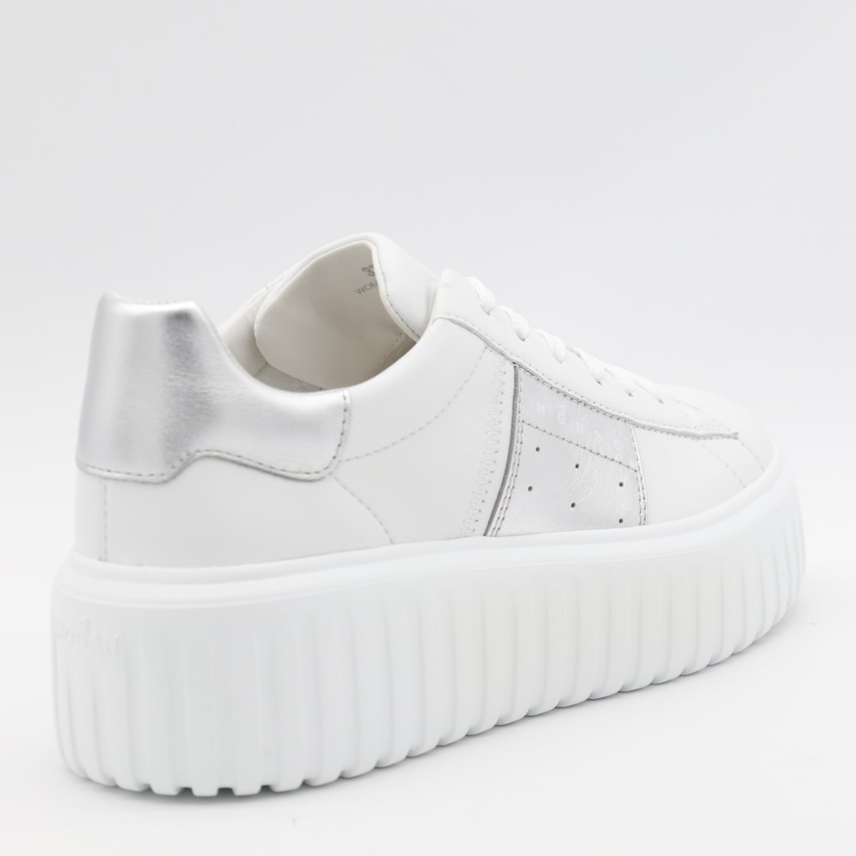 Shop Hogan White And Silver Leather H Stripes Sneakers