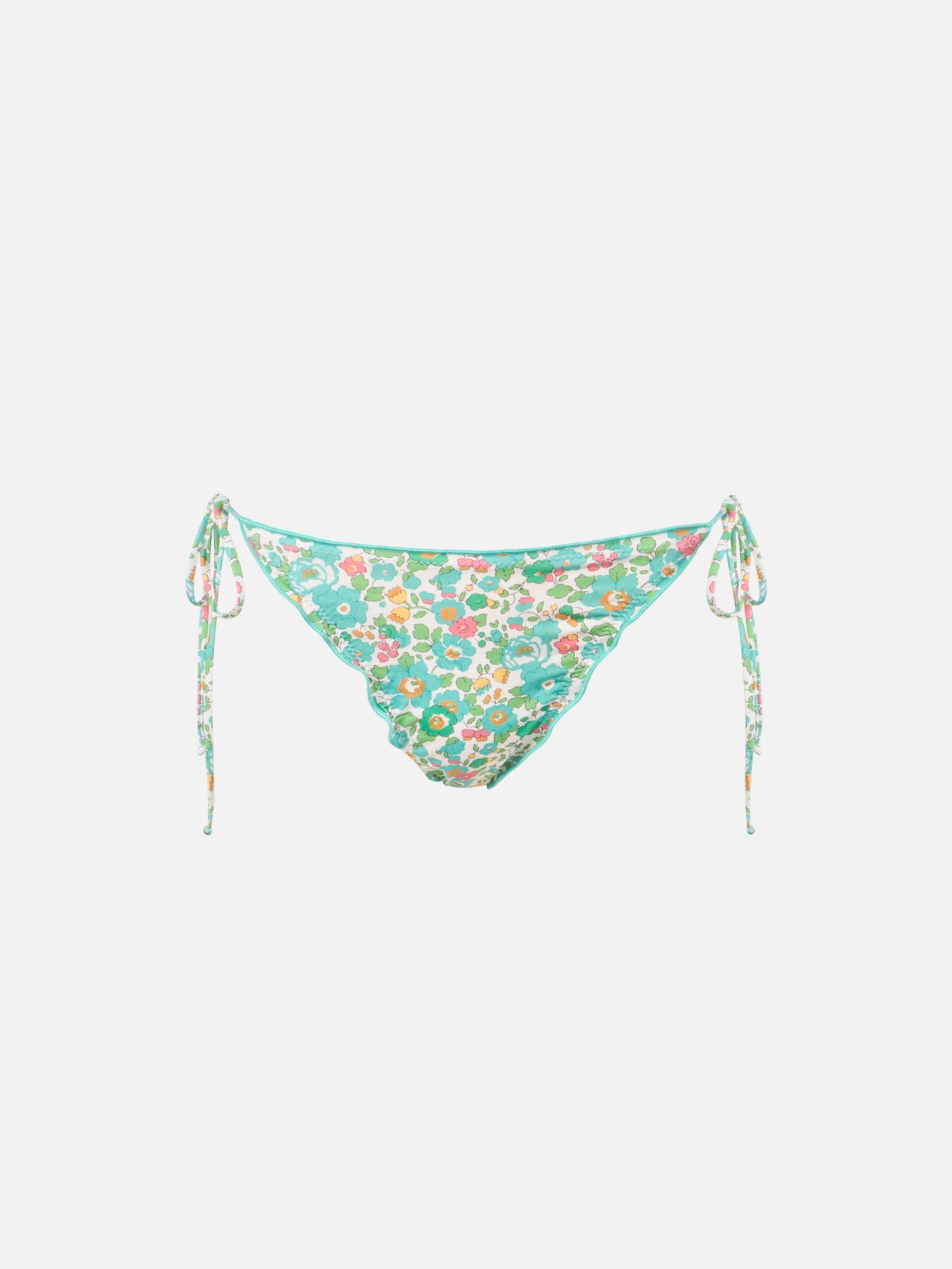 Mc2 Saint Barth Woman Betsy Cheeky Swim Briefs Miami Made With Liberty Fabric In Green