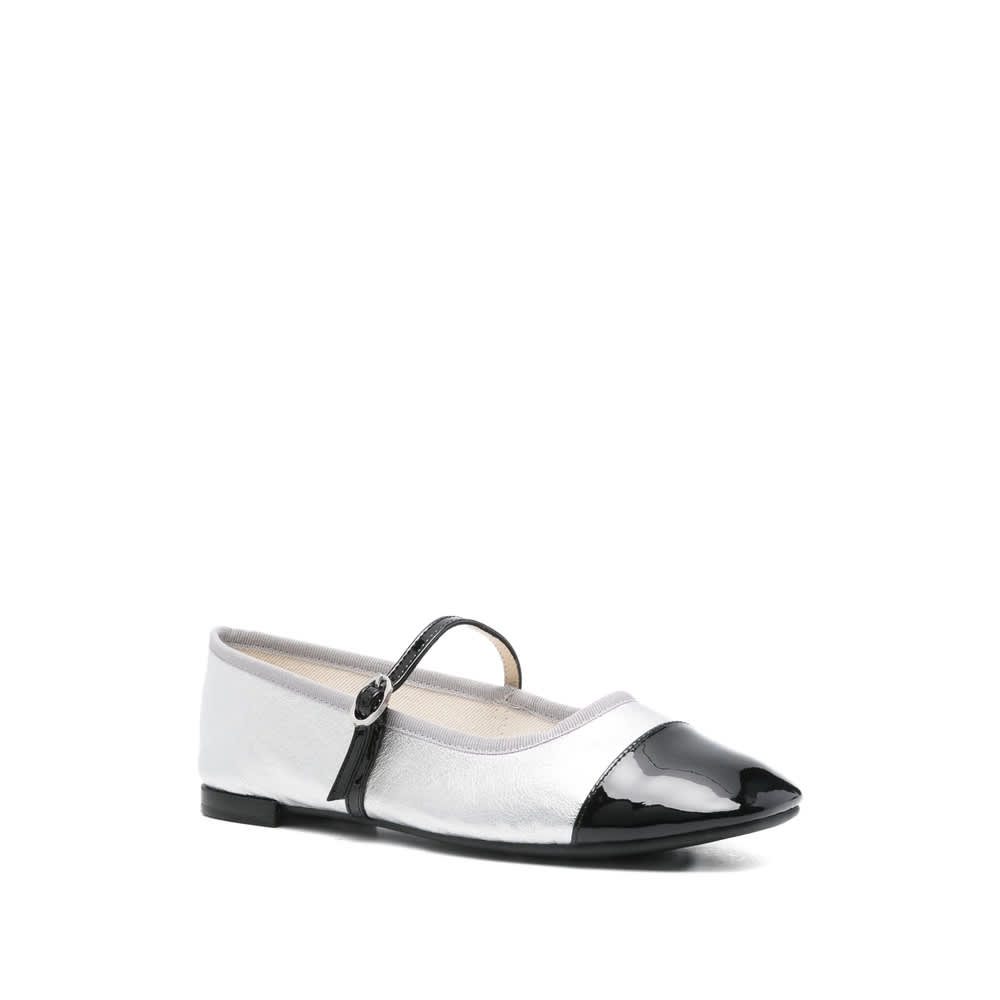 Repetto Cap-toe Ankle-strap Ballet Flats In Silver