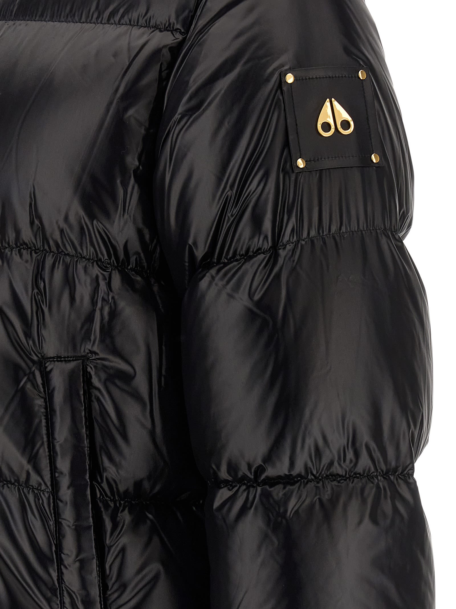 Moose Knuckles Long-sleeved Hooded Cotton Jacket In Black