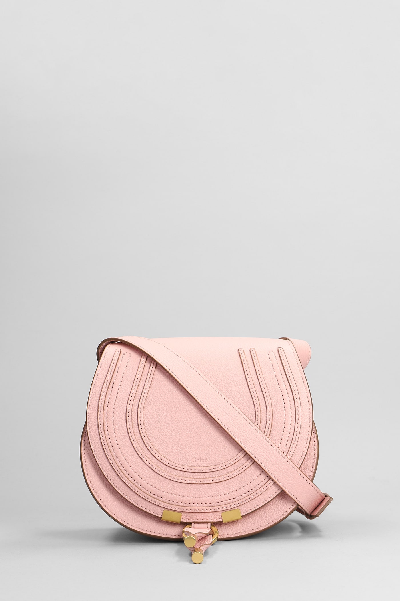 Chloé Mercie Small Shoulder Bag In Rose-pink Leather