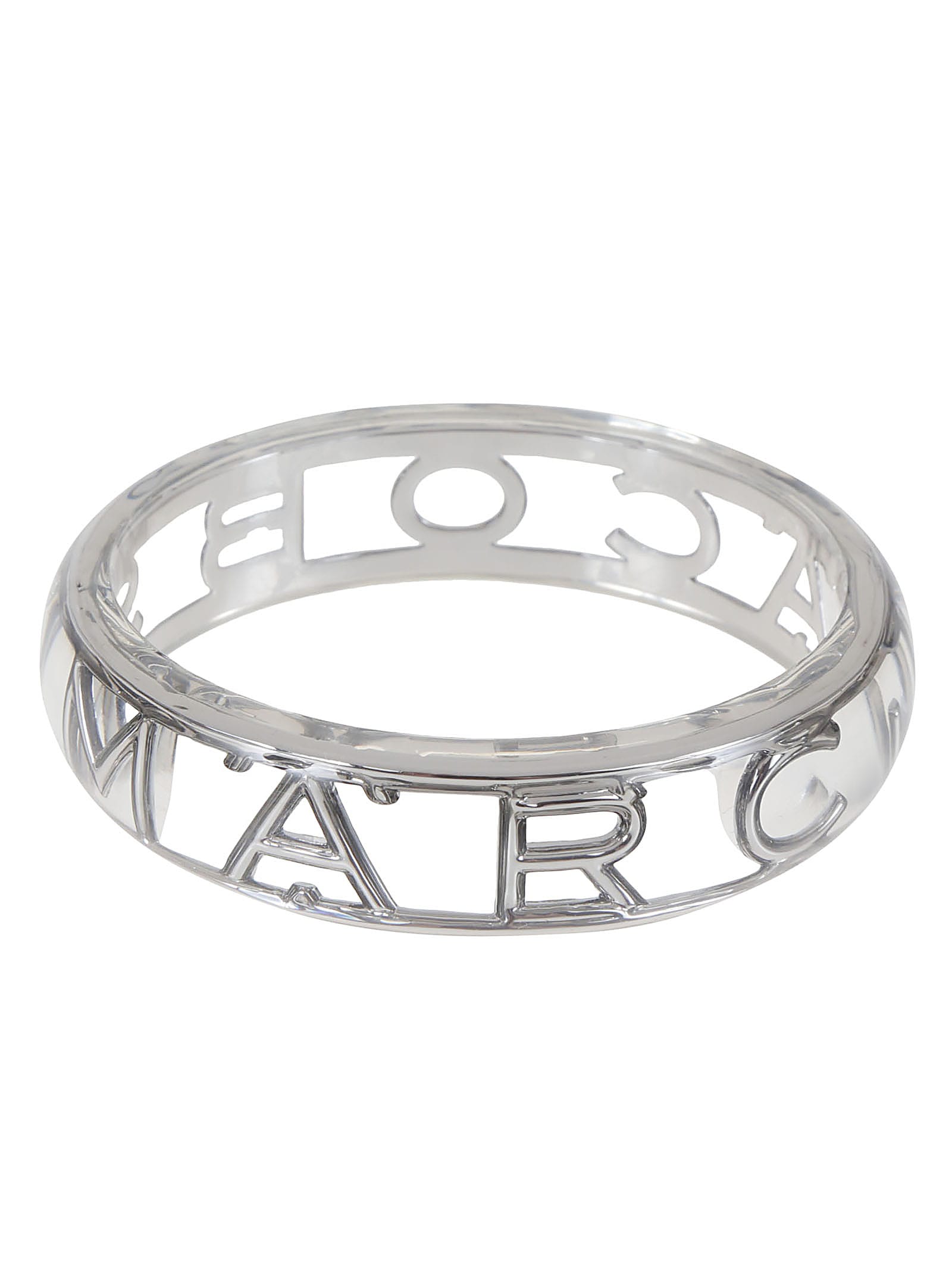 Marc Jacobs Monogram Bangle In Clear Silver