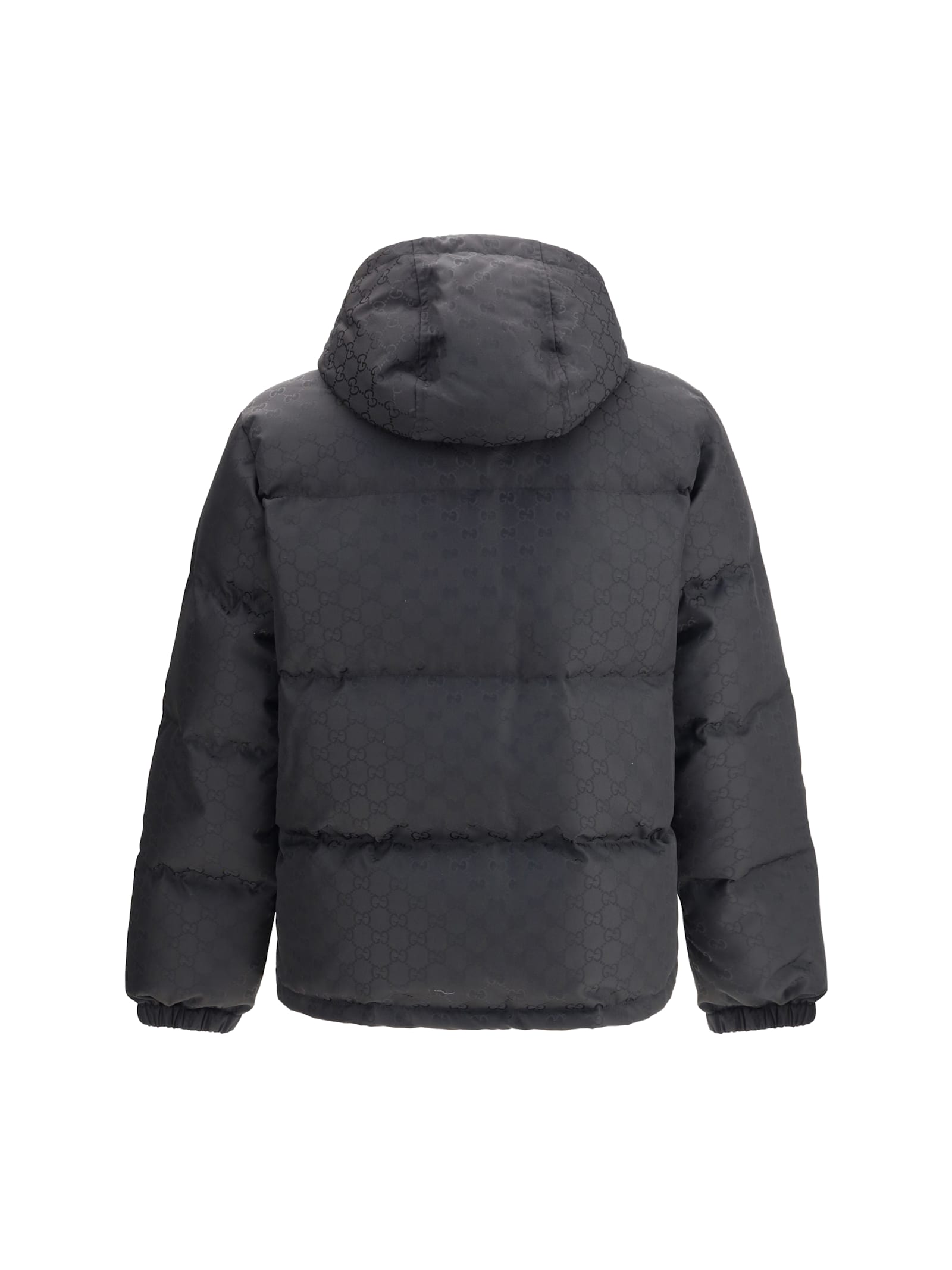Gucci Gg Patterned Padded Down Jacket In Black
