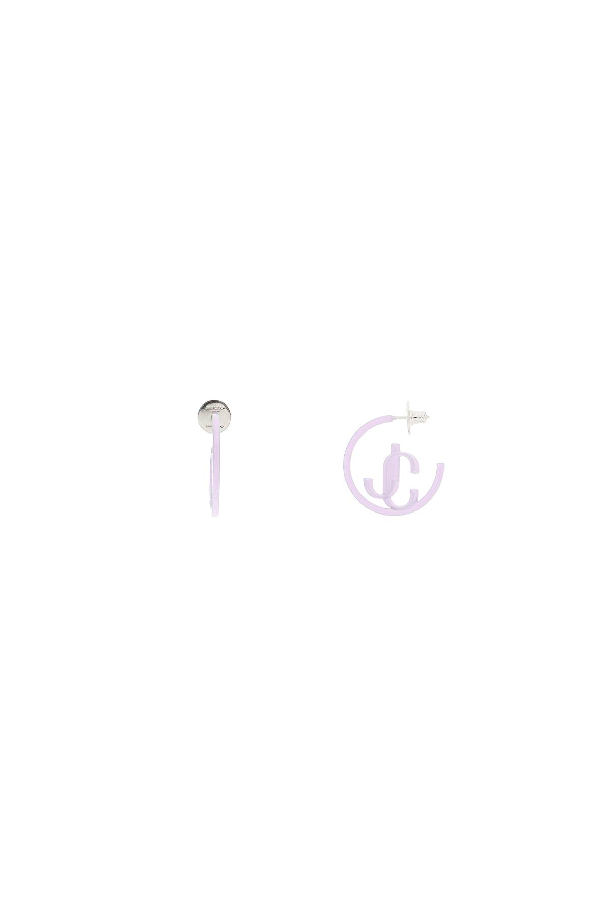Shop Jimmy Choo Jc Monogram Hoops Earrings In Wisteria (purple)