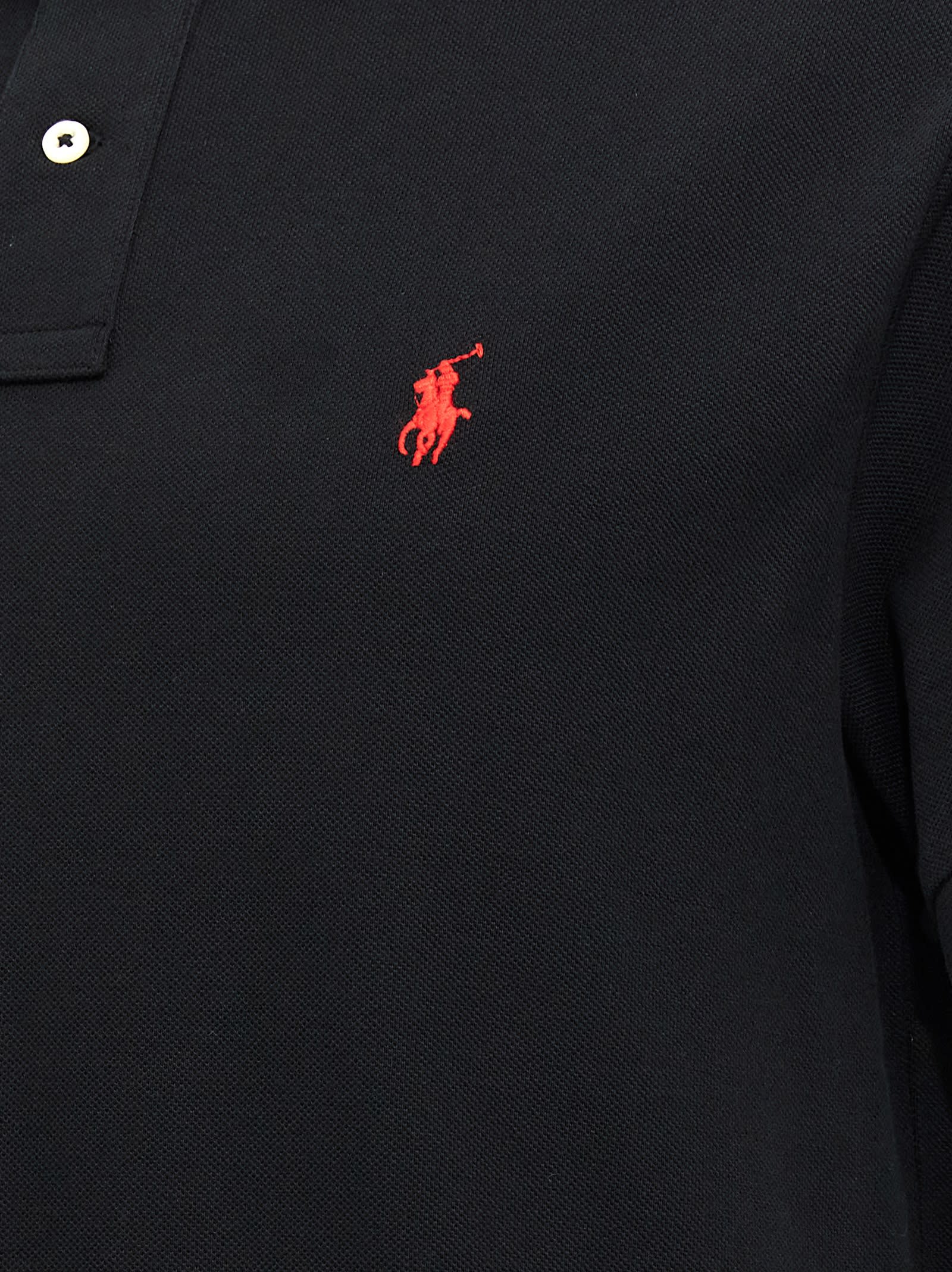 Polo Ralph Lauren Embroidered-logo Polo Shirt In Black