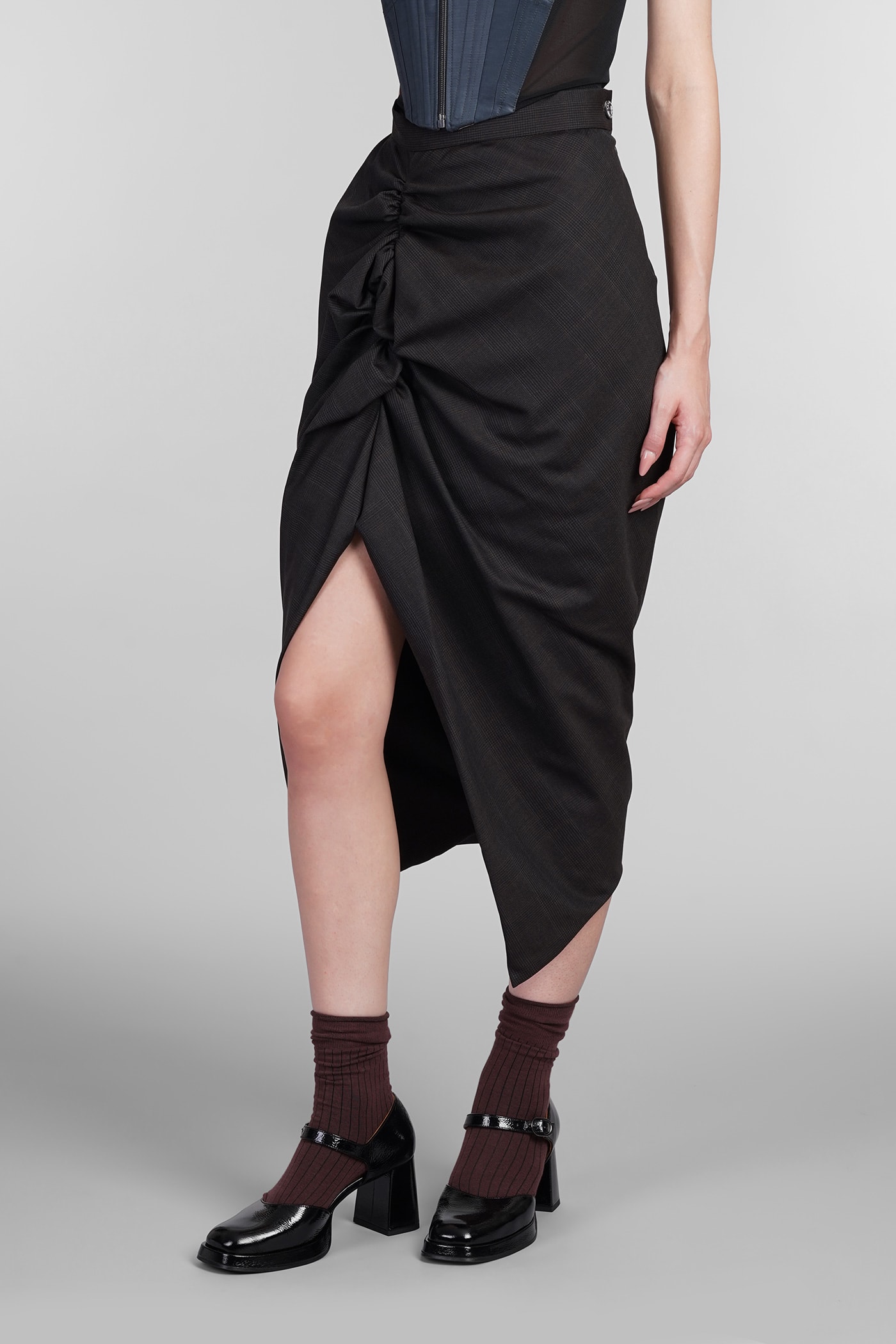 VIVIENNE WESTWOOD SKIRT IN BROWN WOOL 