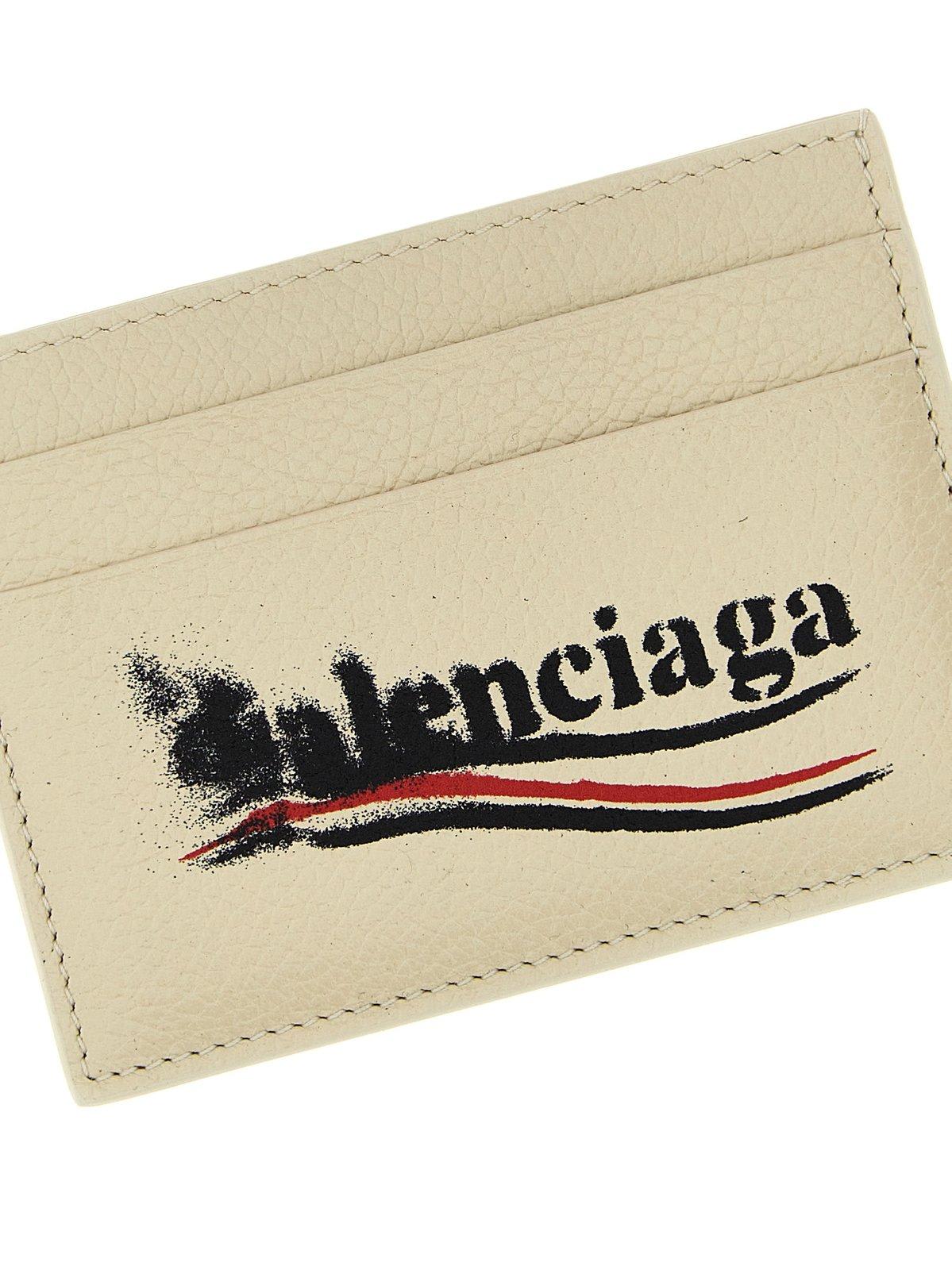 Shop Balenciaga Cash Card Holder In Beige