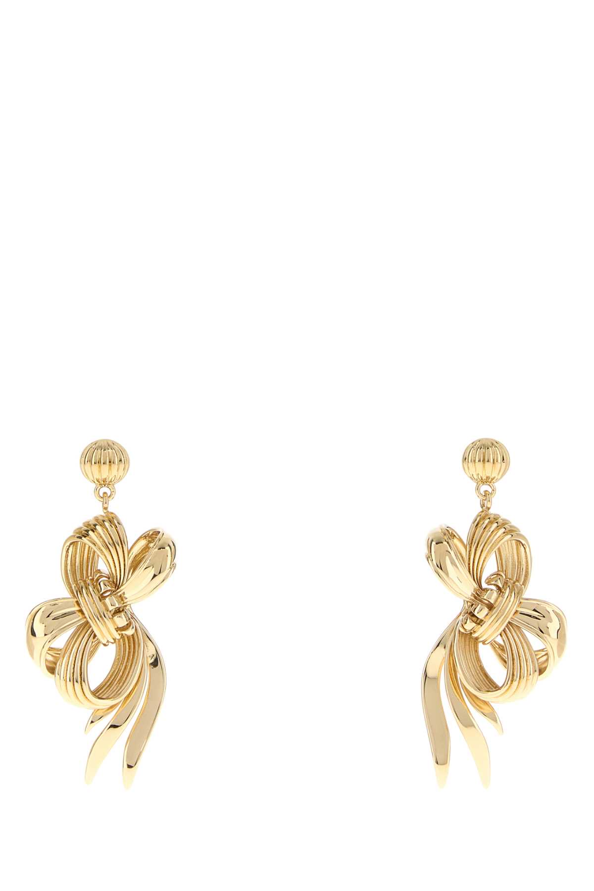 Miu Miu Textured Bow Design Metal Earrings In Gold