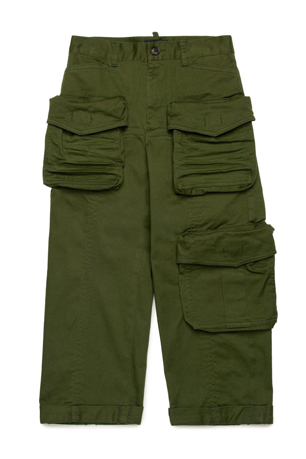 Shop Dsquared2 Logo Plaque Cargo Pants In Green