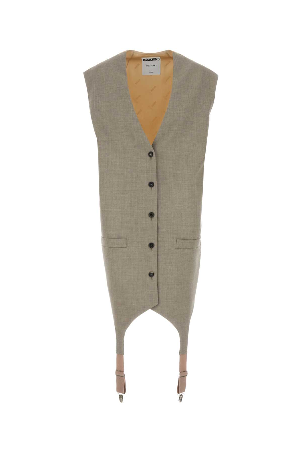 Two-tone Wool And Satin Oversize Vest