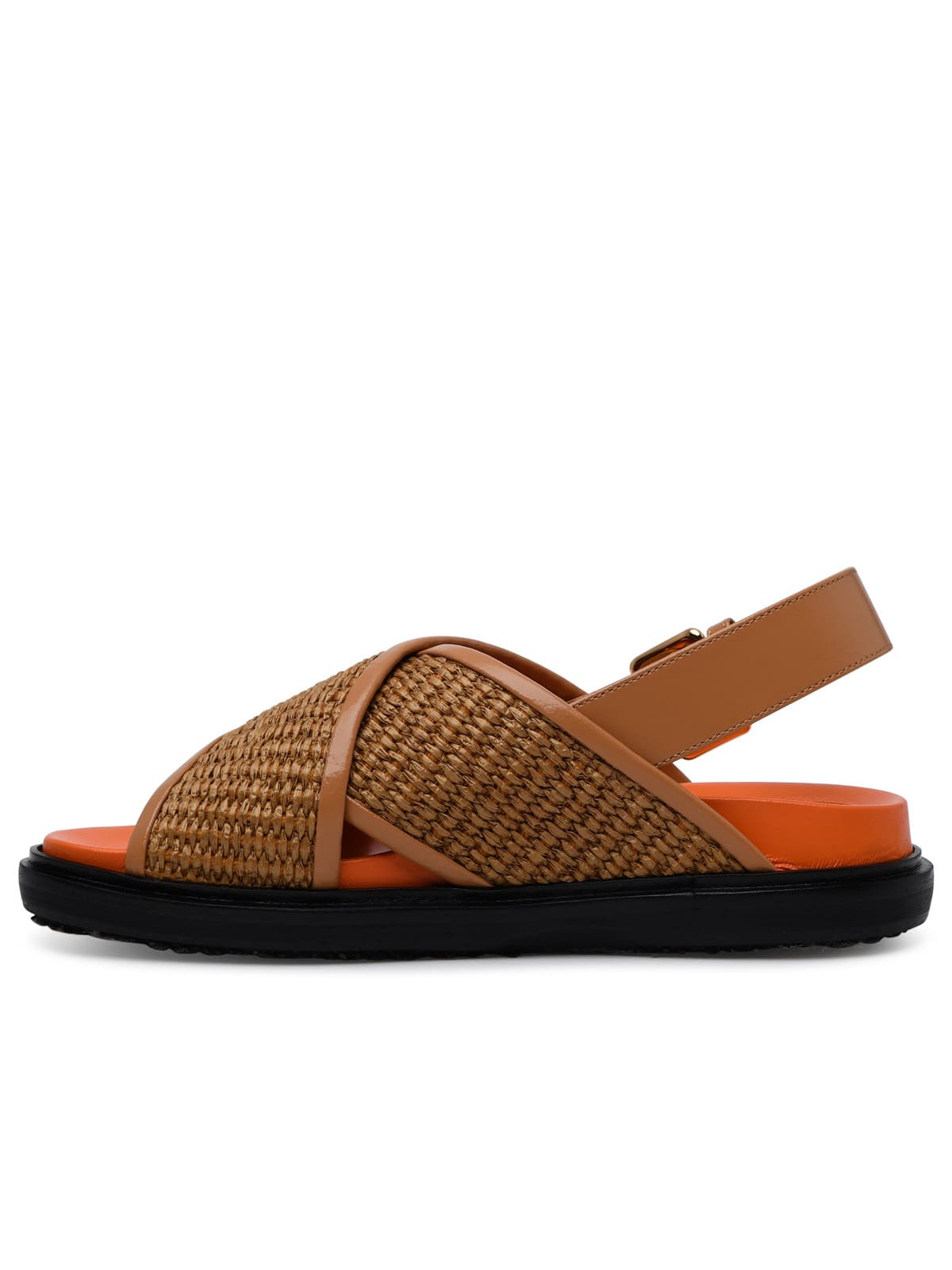 Shop Marni Brown Raffia Blend Fussbett Sandals