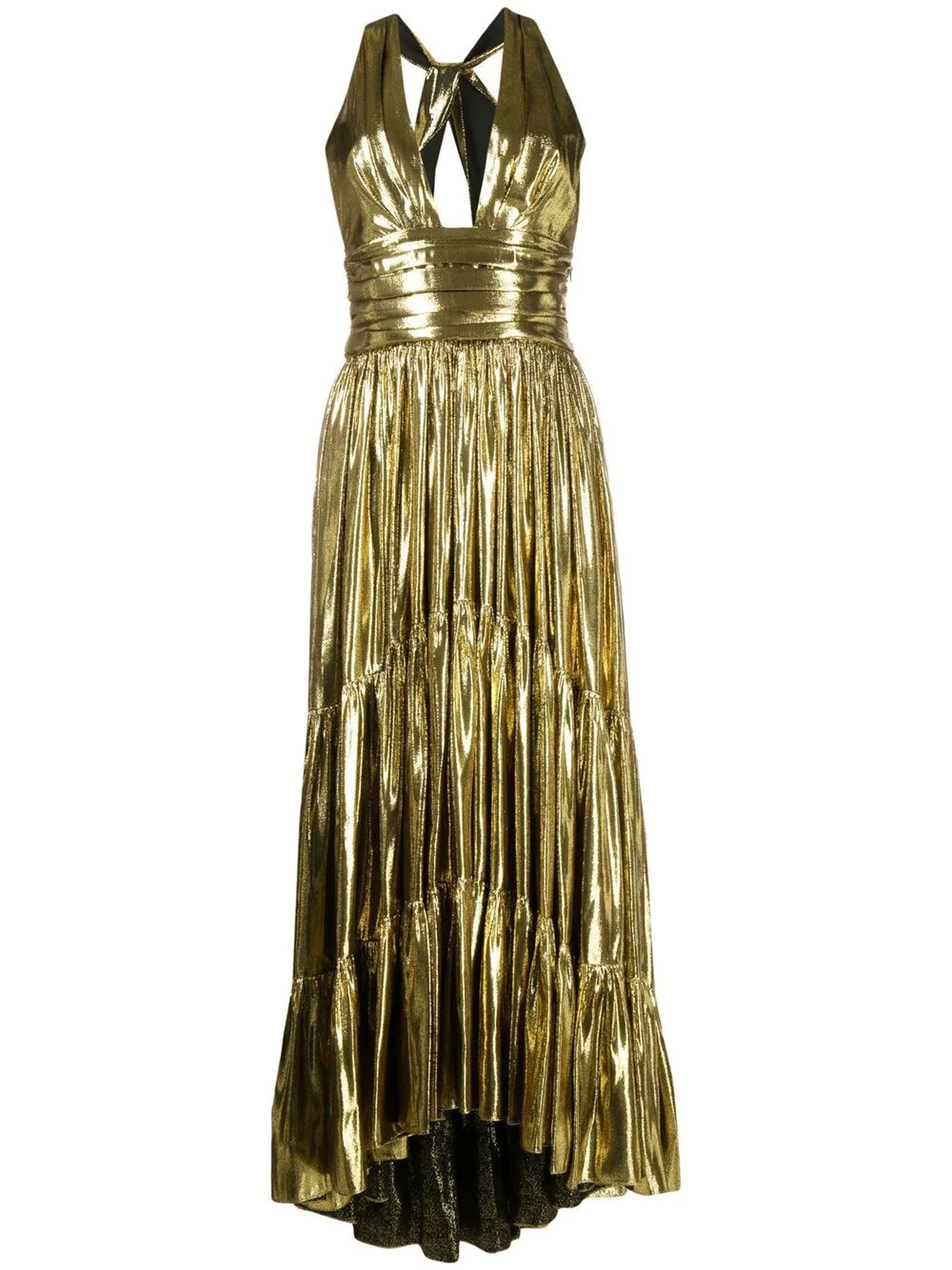 Alexandre Vauthier Long Dress In Gold Lam·Silk