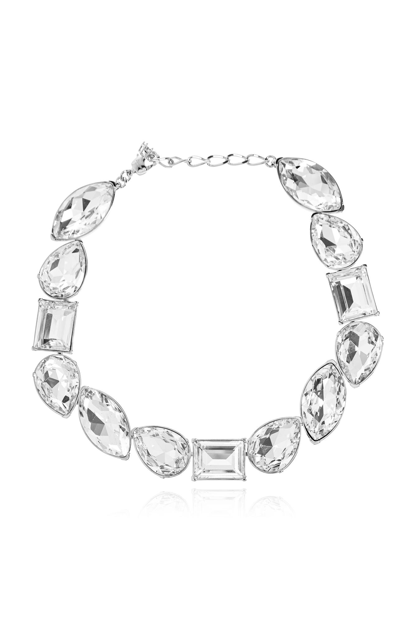 Alexander Mcqueen Short Necklace With Sparkling Crystals In Metallic