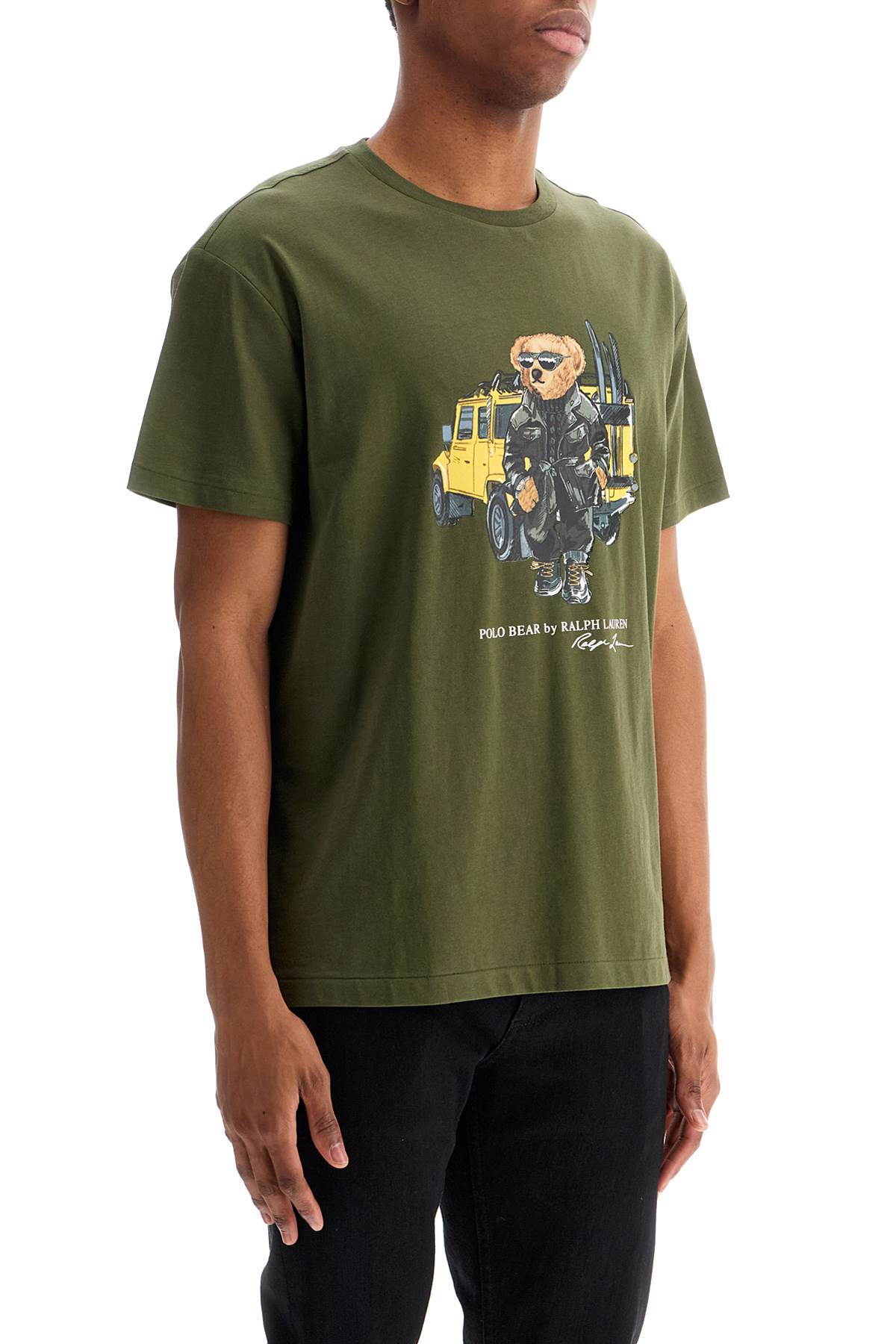 Polo Ralph Lauren Classic Fit Polo Bear T-shirt In Cr24 New Olive Defender Bear (green)