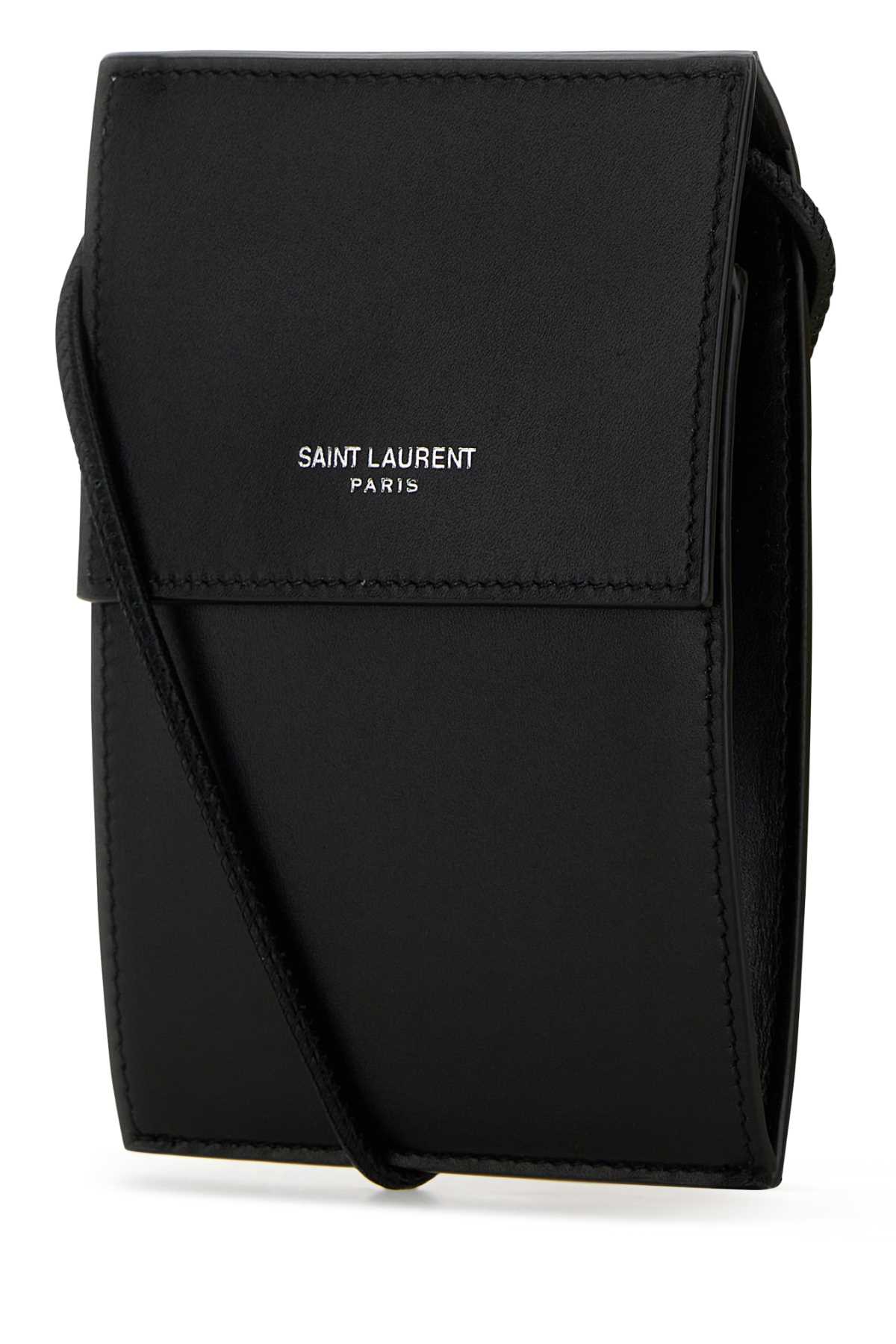 Shop Saint Laurent Black Leather Pouch In Nero