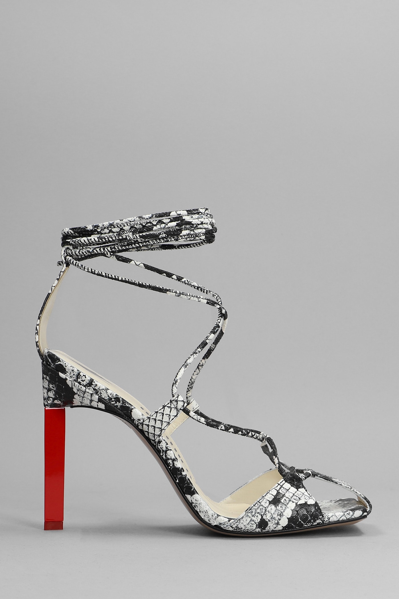 Black And White Python Leather Adele Sandals