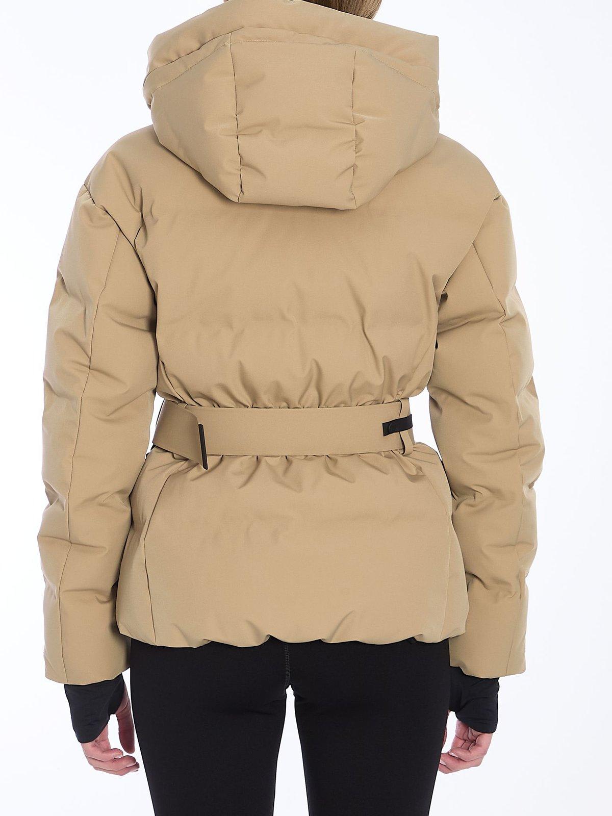 Shop Moncler Tolima Hooded Down Jacket In Beige