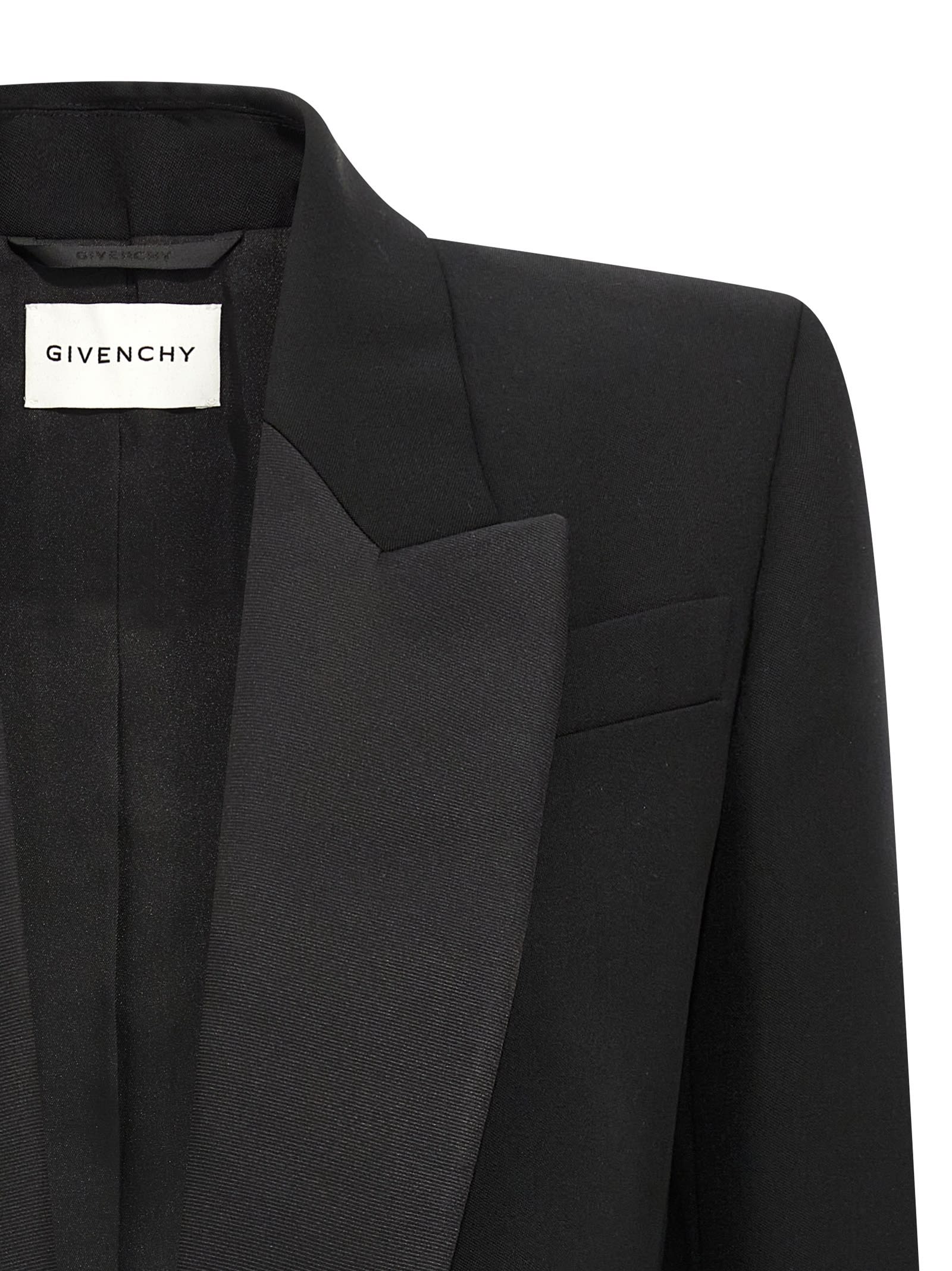 Givenchy Peak-lapel Padded-shoulder Blazer In Black