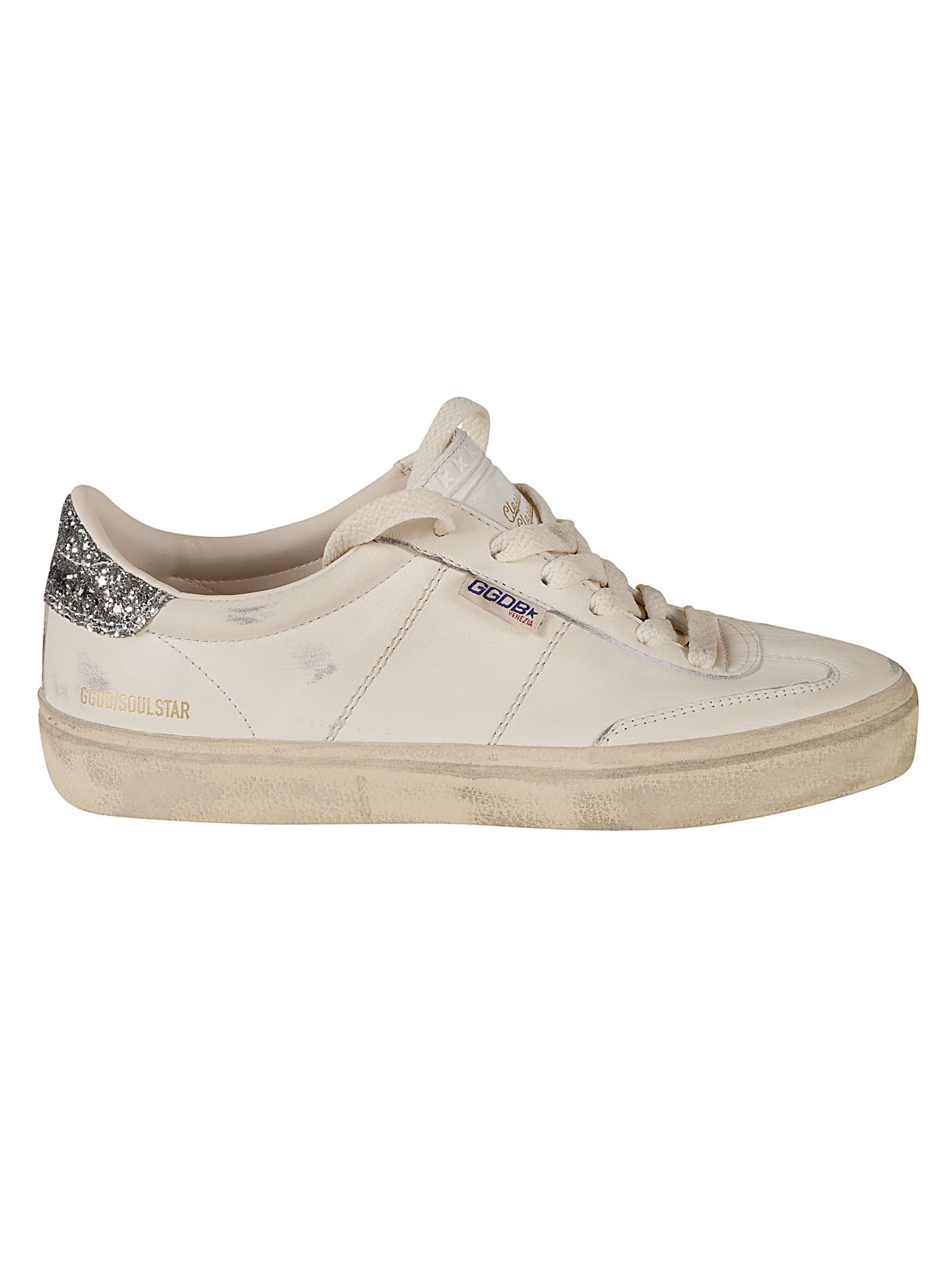 Shop Golden Goose Soul Star Sneakers In White/silver