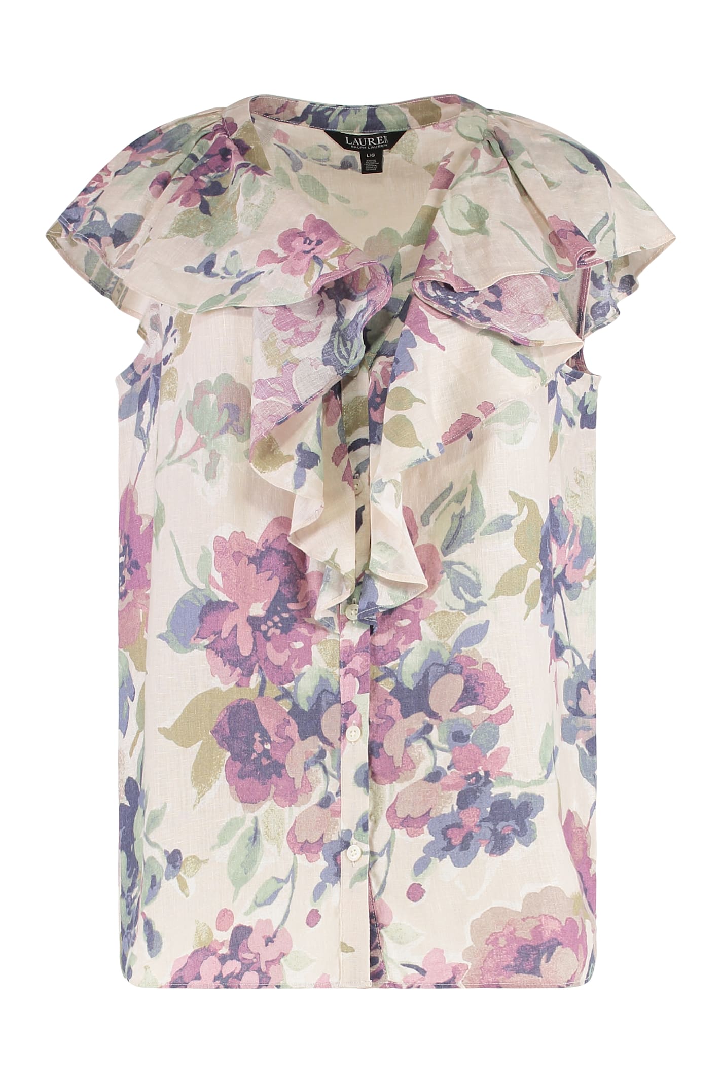 Shop Ralph Lauren Linen Blouse In Multicolor