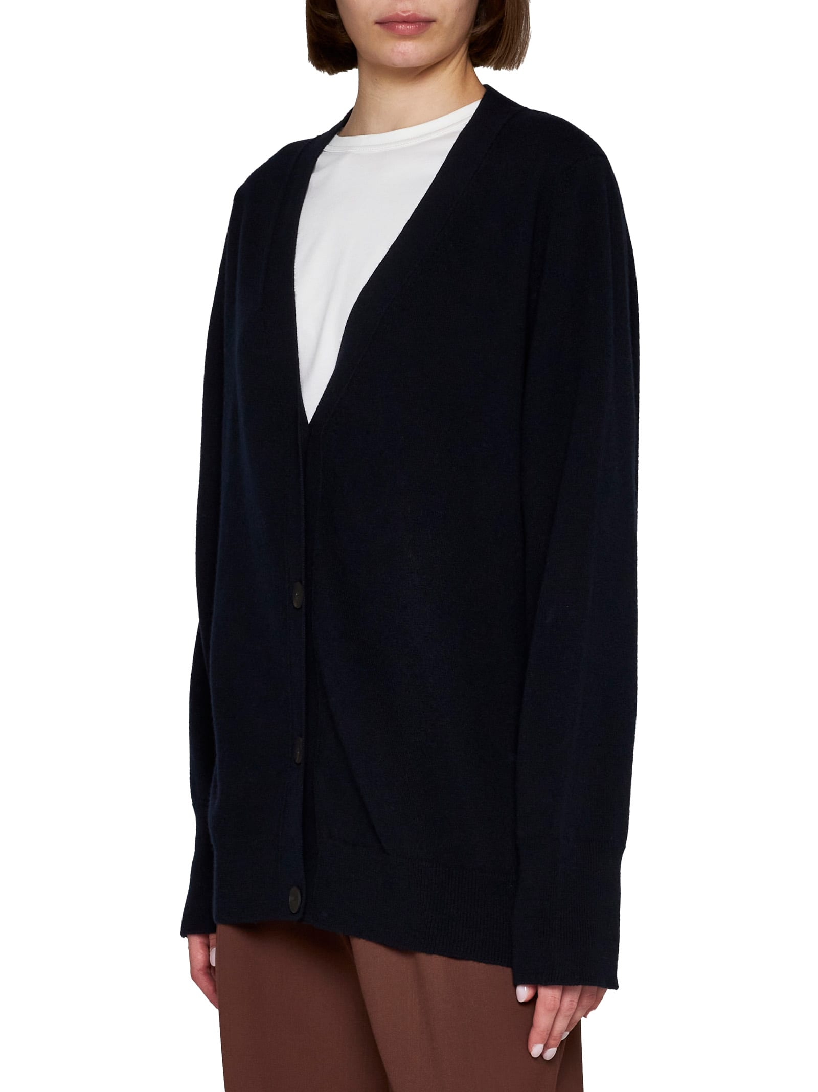 Shop Studio Nicholson Cardigan In Darkest Navy