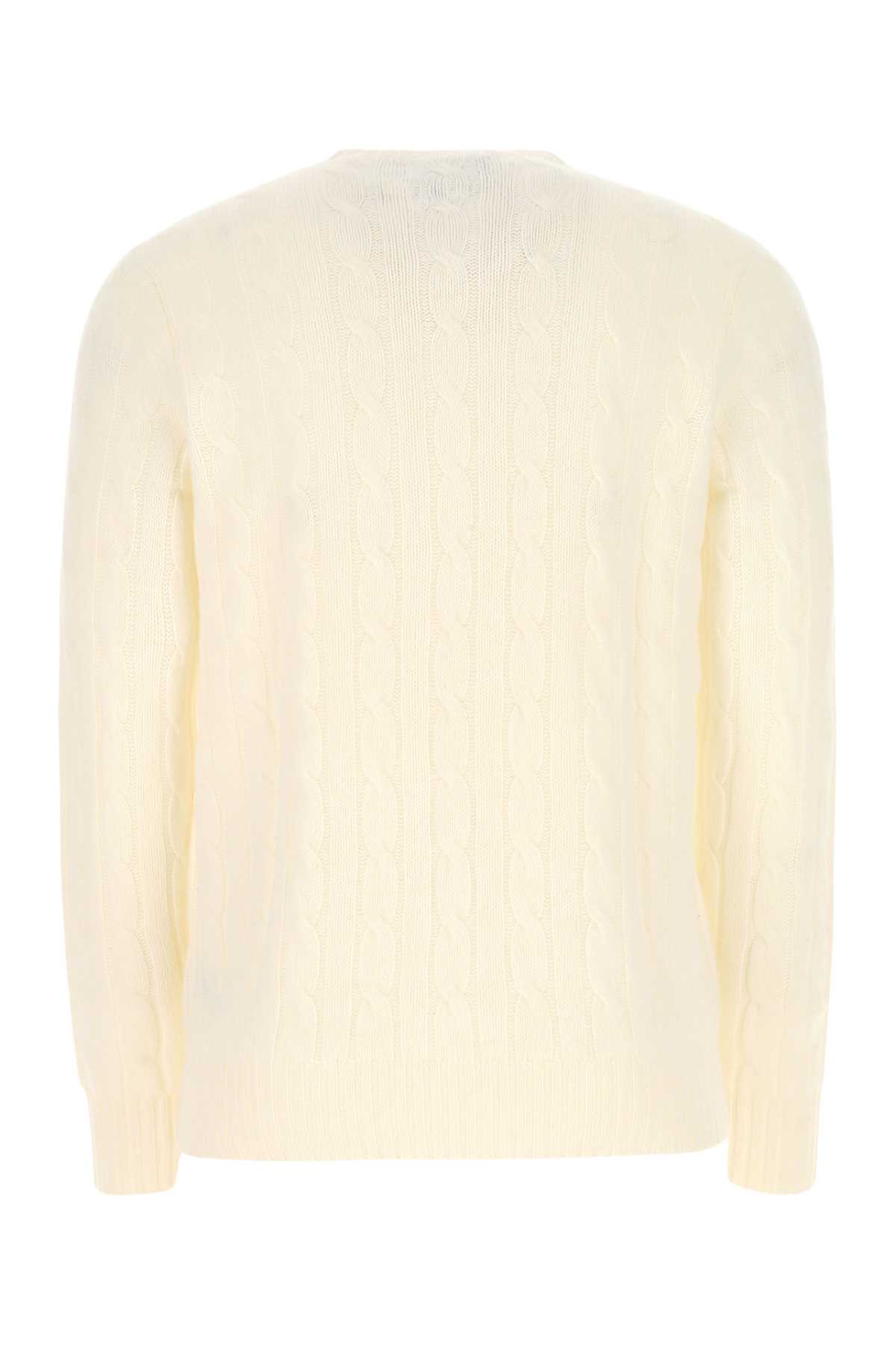 Shop Polo Ralph Lauren Ivory Cashmere Sweater In 010
