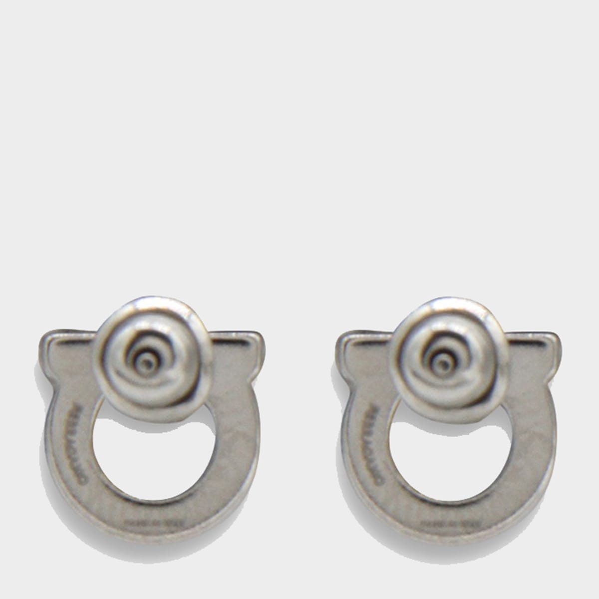 Ferragamo Silver Tone Brass Earrings In Brown