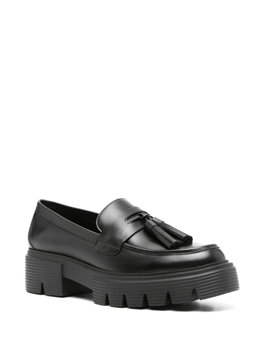 Shop Stuart Weitzman Nolita Tassel Loafer In Blk Black