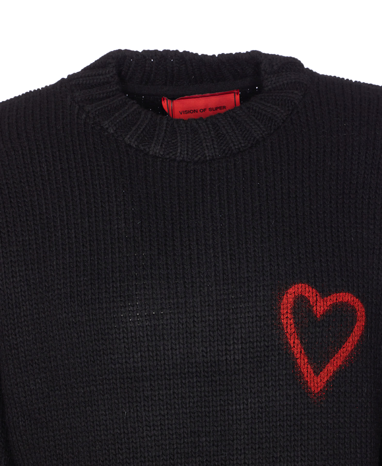 Vision Of Super Heart-intarsia Jumper In Black